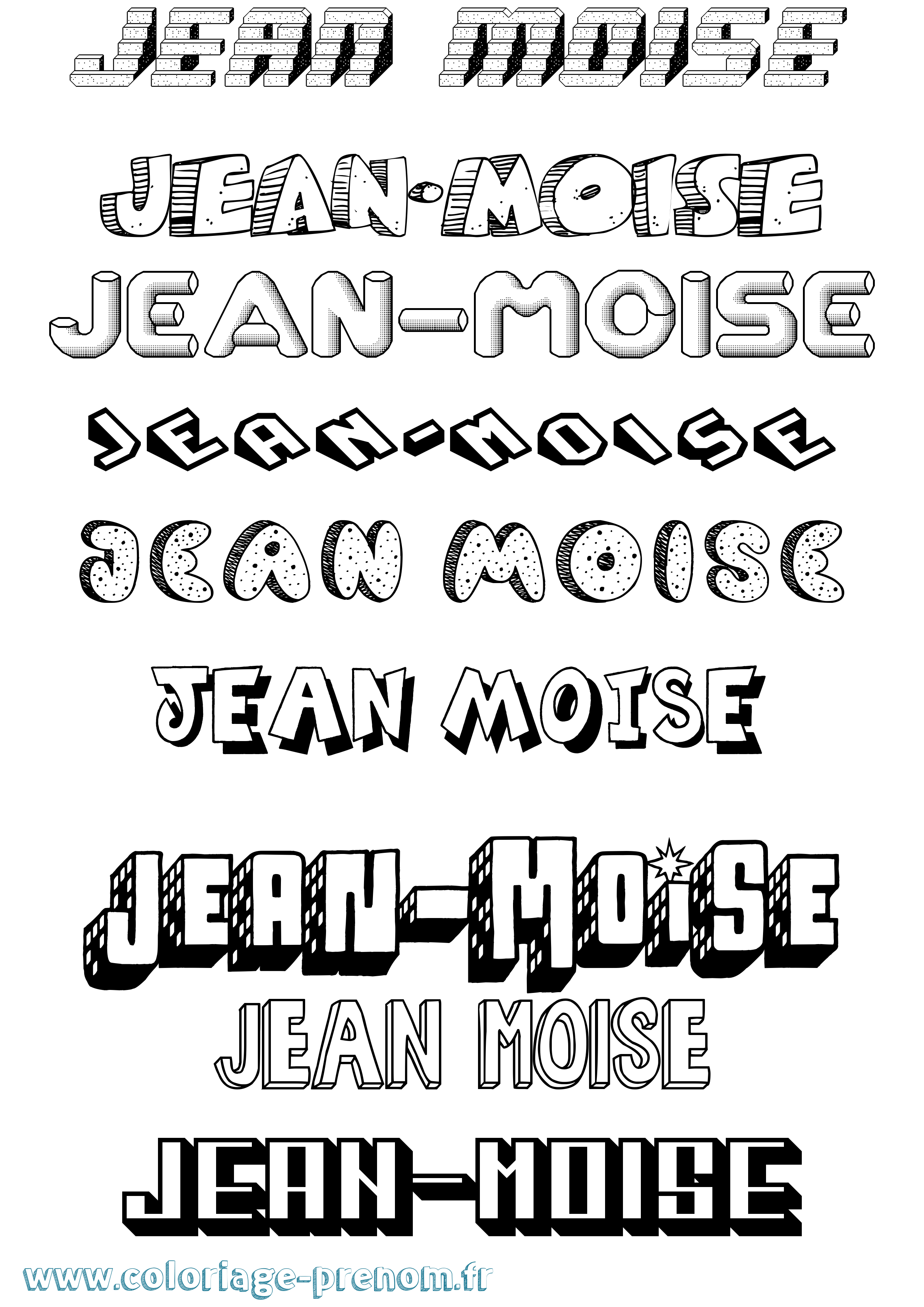 Coloriage Jean-Moise Effet 3D Coloriage prénom Jean-Moise Effet 3D