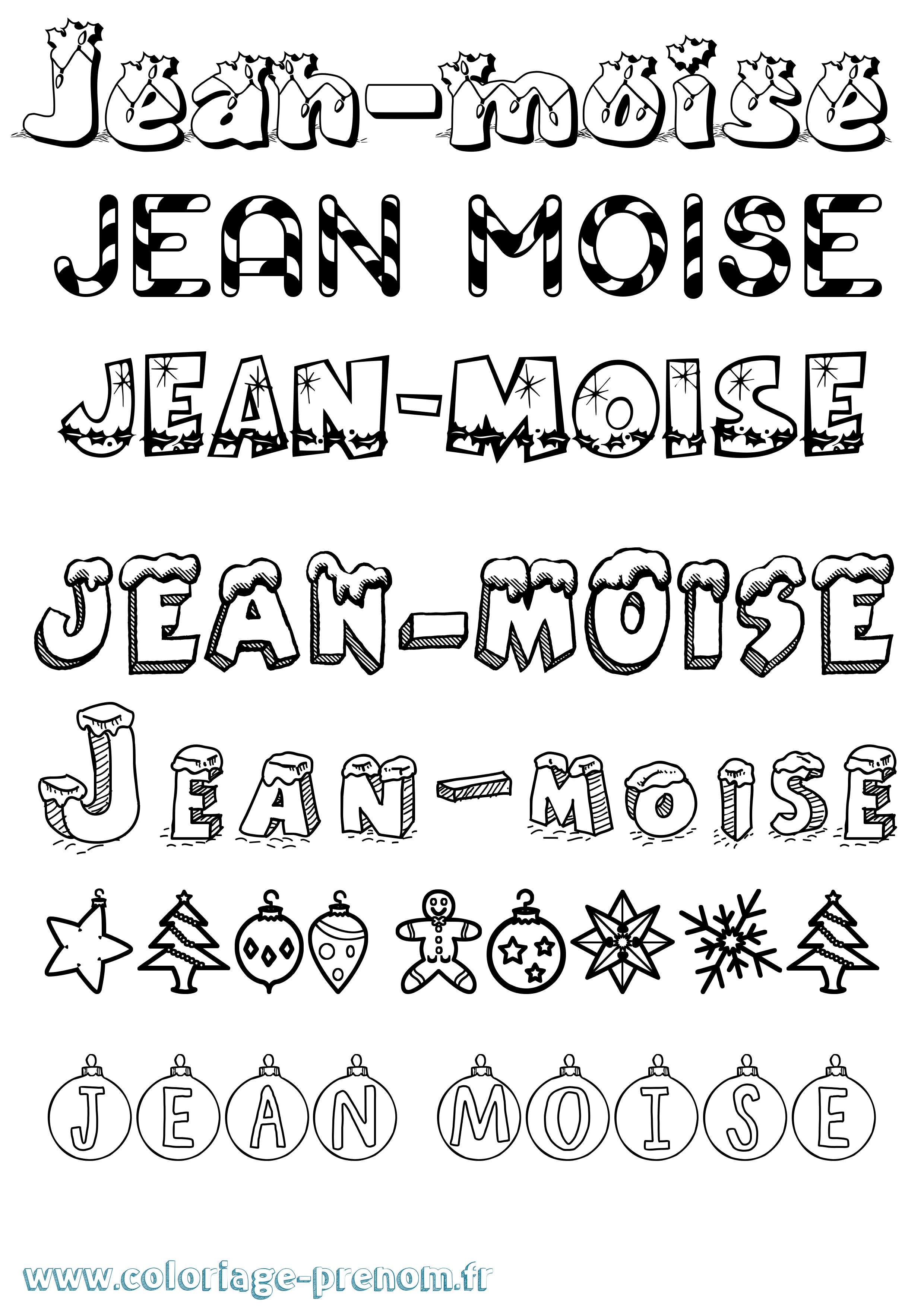 Coloriage Jean-Moise Noël Coloriage prénom Jean-Moise Noël
