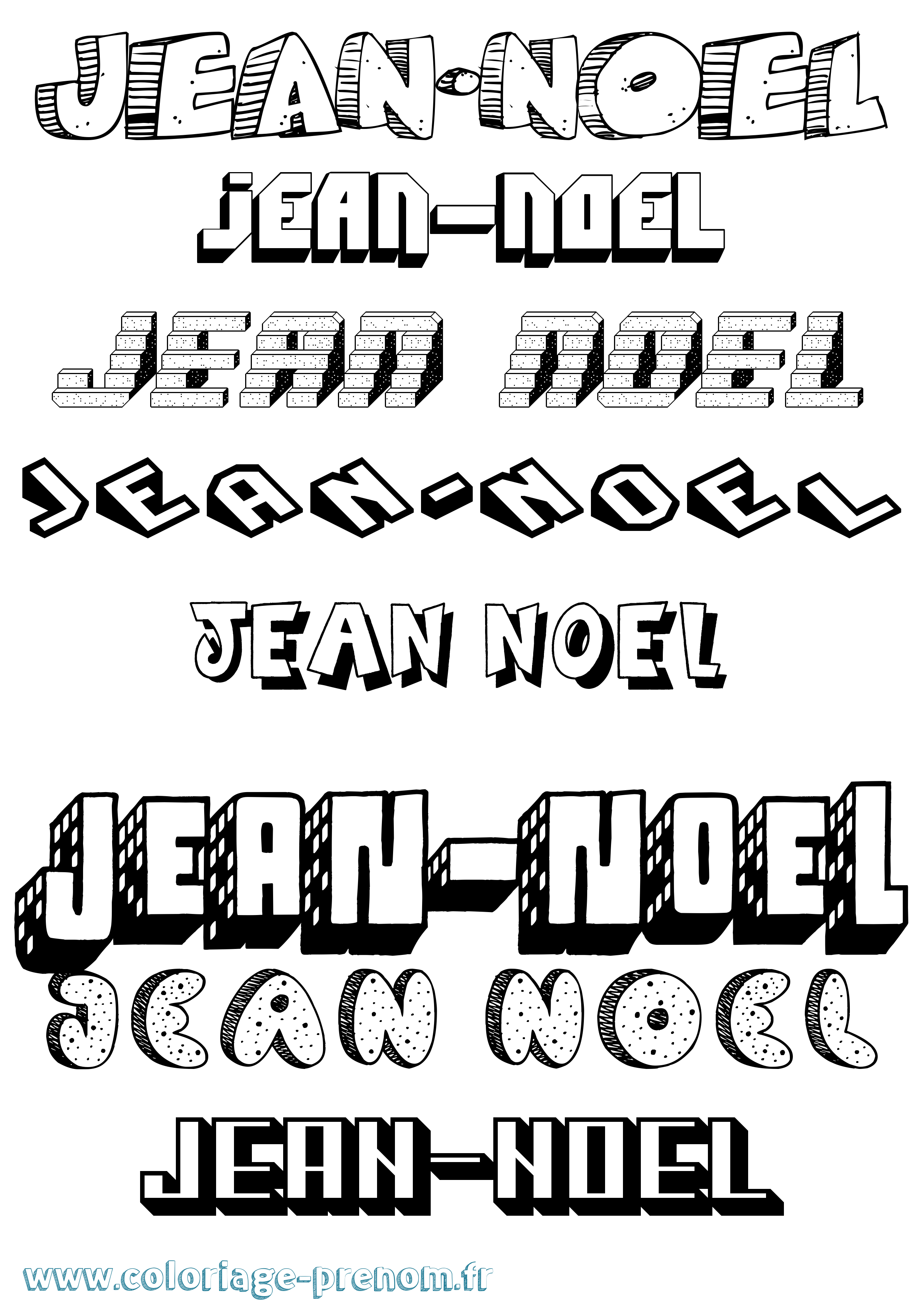 Coloriage Jean-Noel Effet 3D Coloriage prénom Jean-Noel Effet 3D