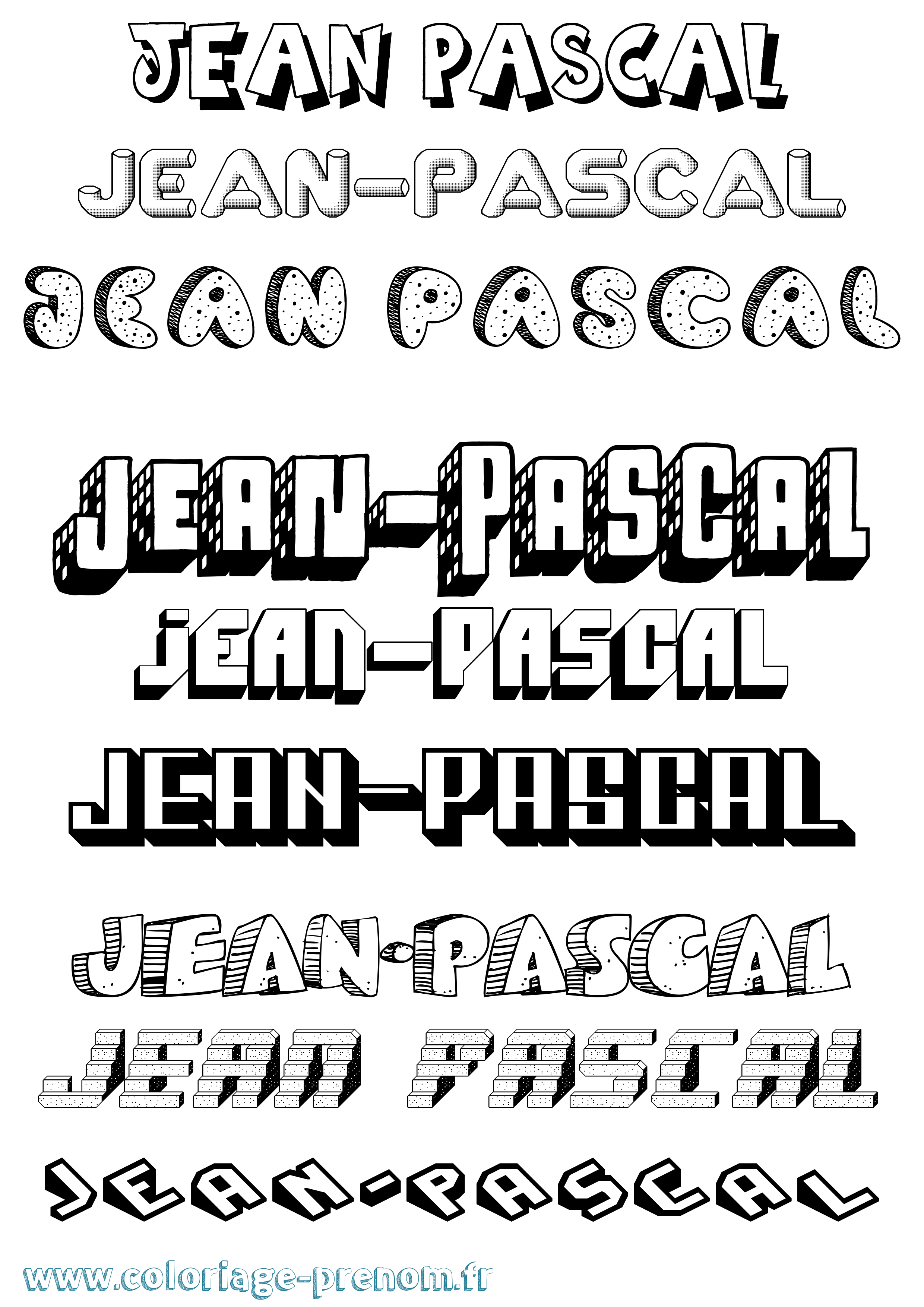 Coloriage Jean-Pascal Effet 3D Coloriage prénom Jean-Pascal Effet 3D