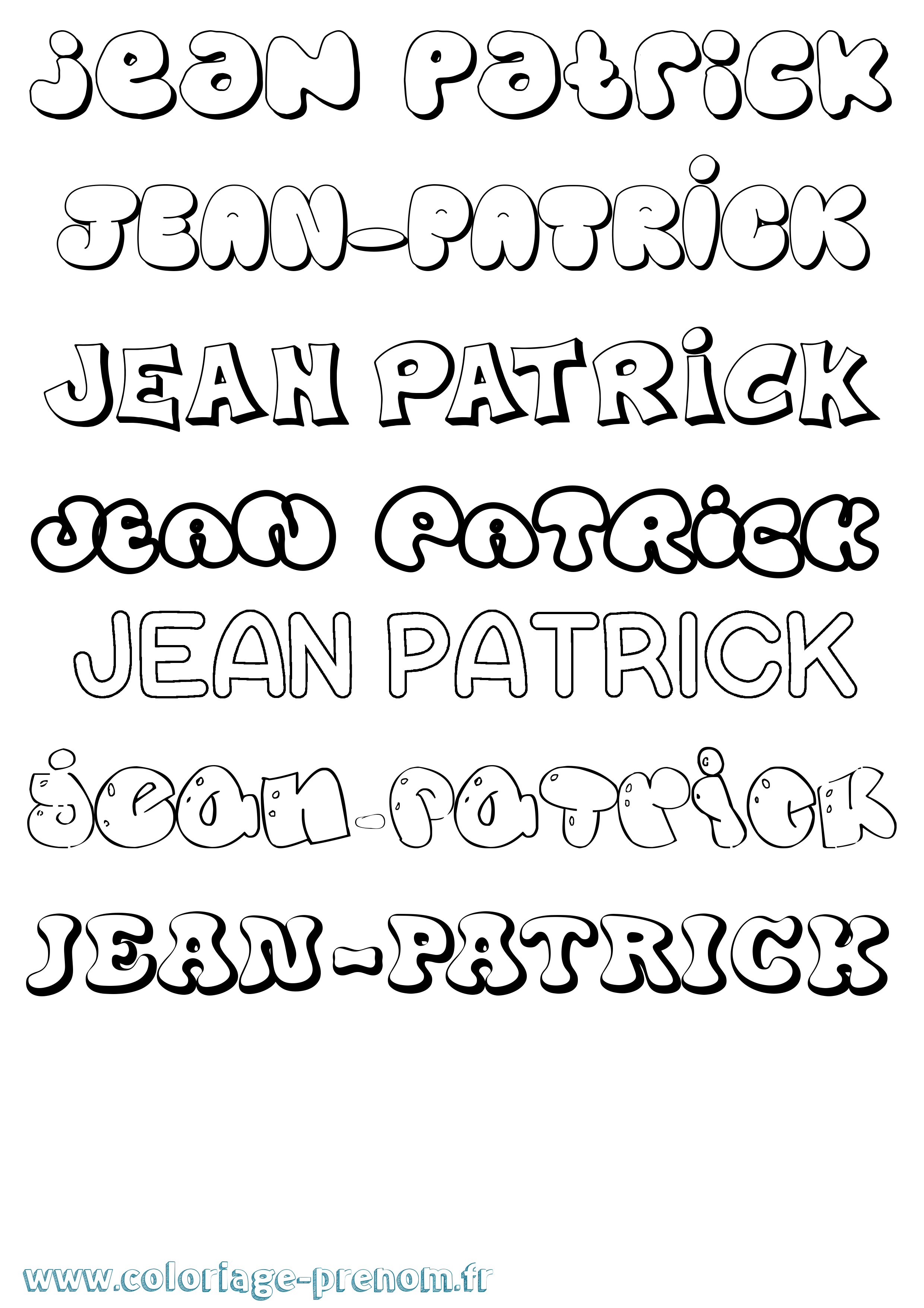Coloriage Jean-Patrick Bubble Coloriage prénom Jean-Patrick Bubble