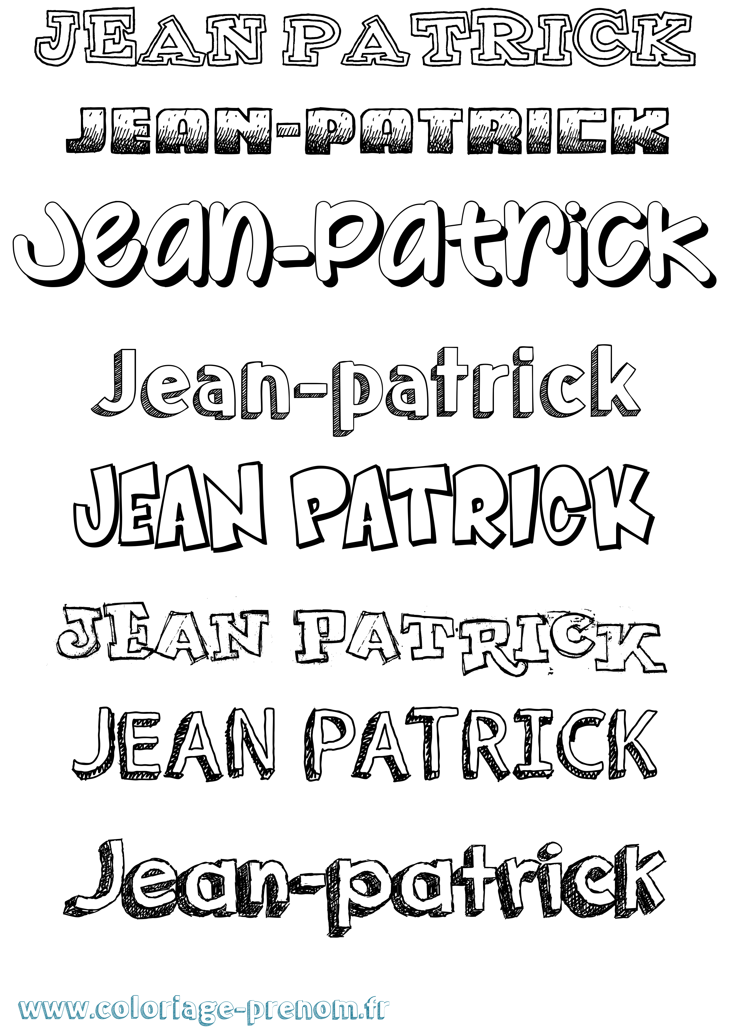 Coloriage Jean-Patrick Dessiné Coloriage prénom Jean-Patrick Dessiné