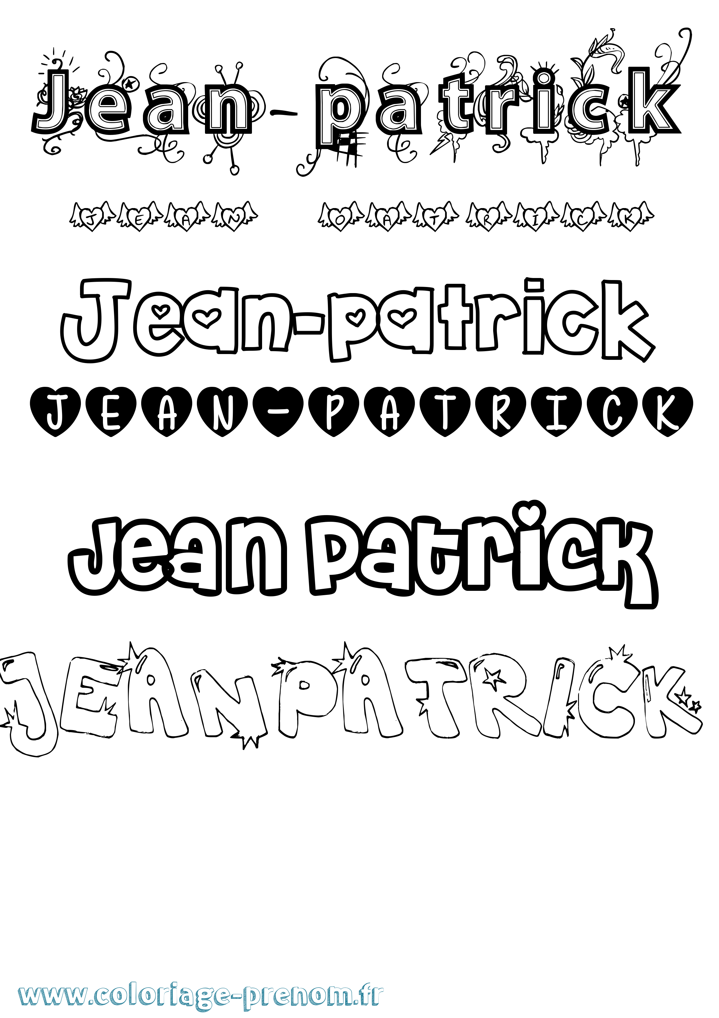 Coloriage Jean-Patrick Girly Coloriage prénom Jean-Patrick Girly