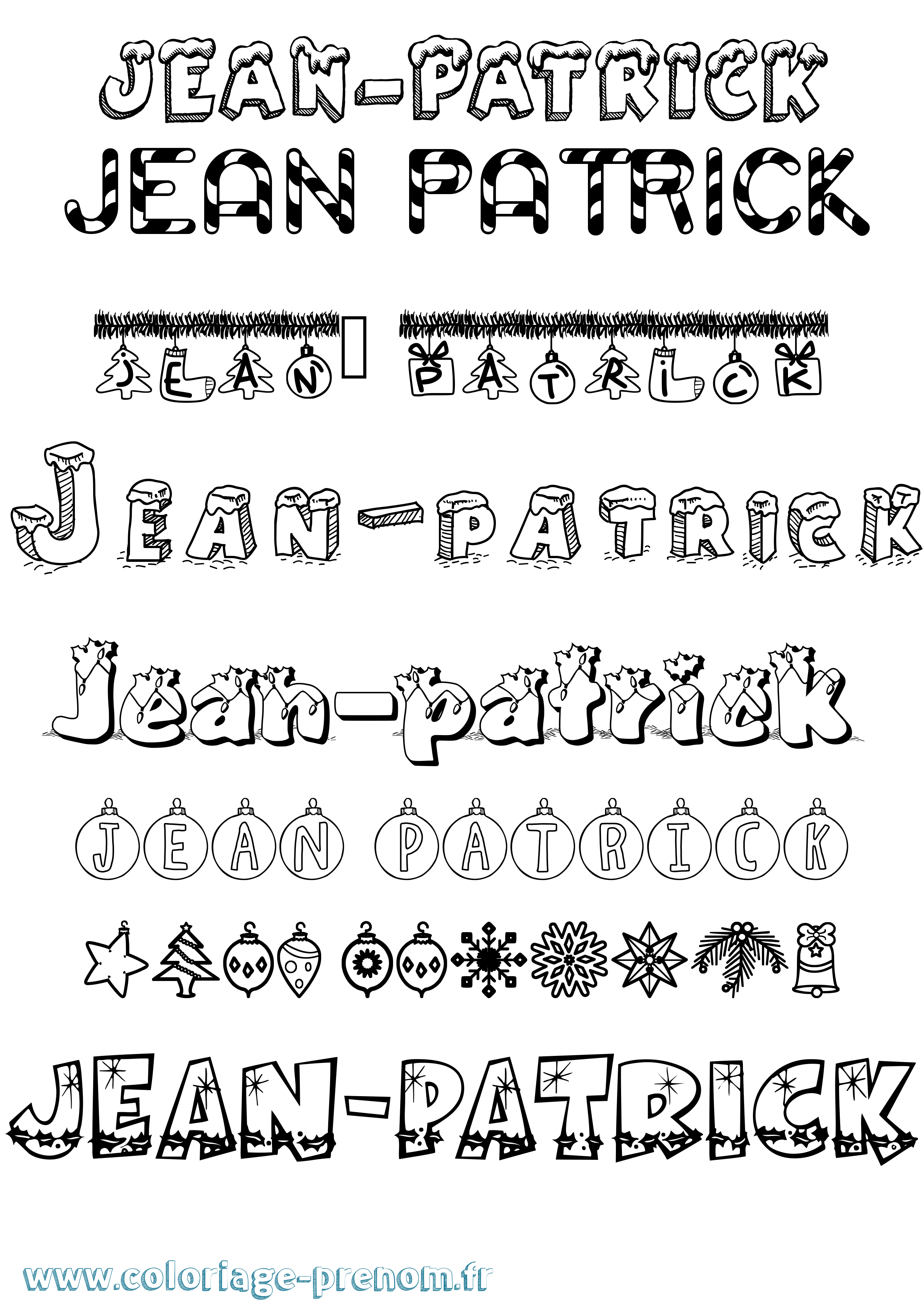 Coloriage Jean-Patrick Noël Coloriage prénom Jean-Patrick Noël