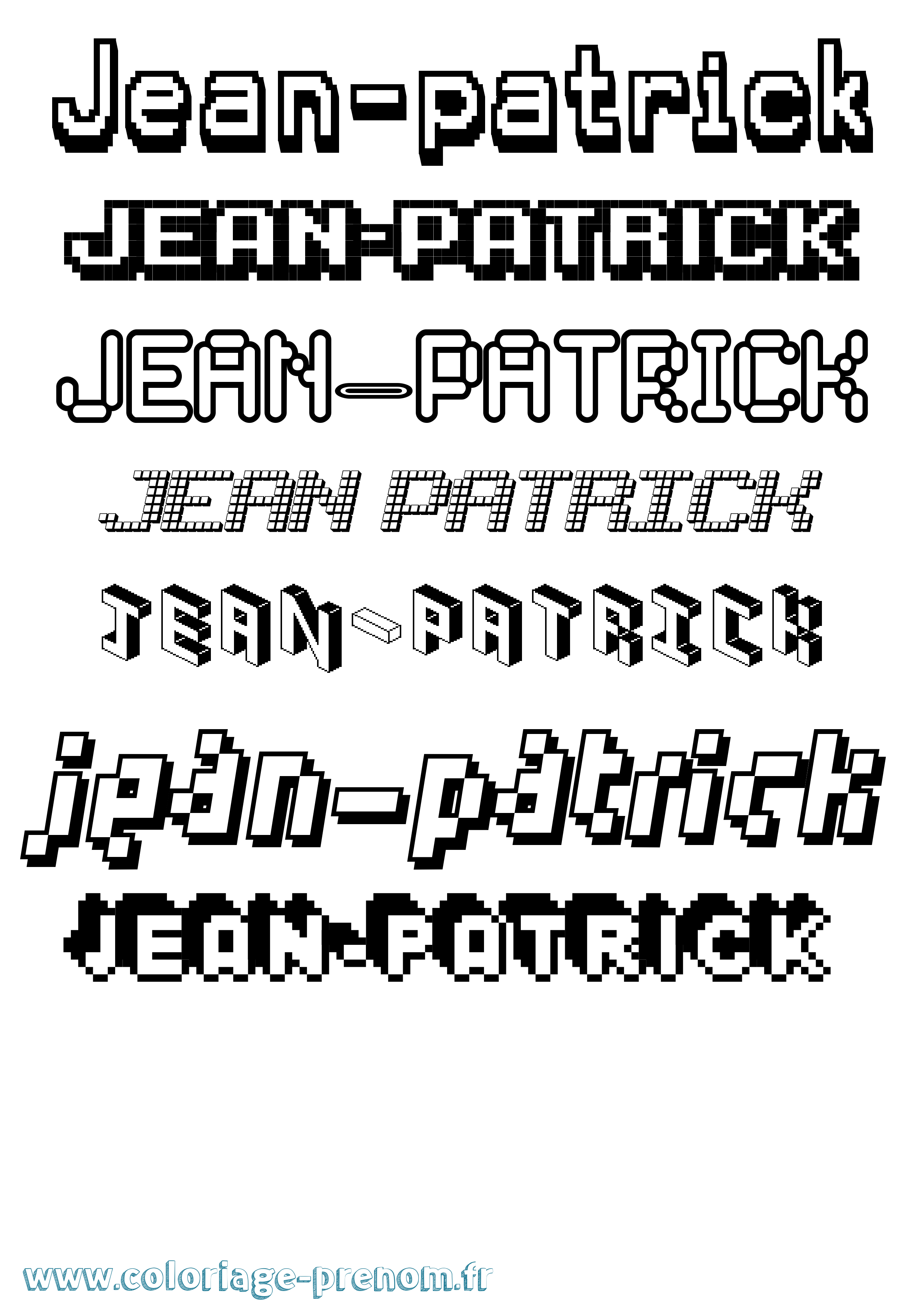 Coloriage Jean-Patrick Pixel Coloriage prénom Jean-Patrick Pixel