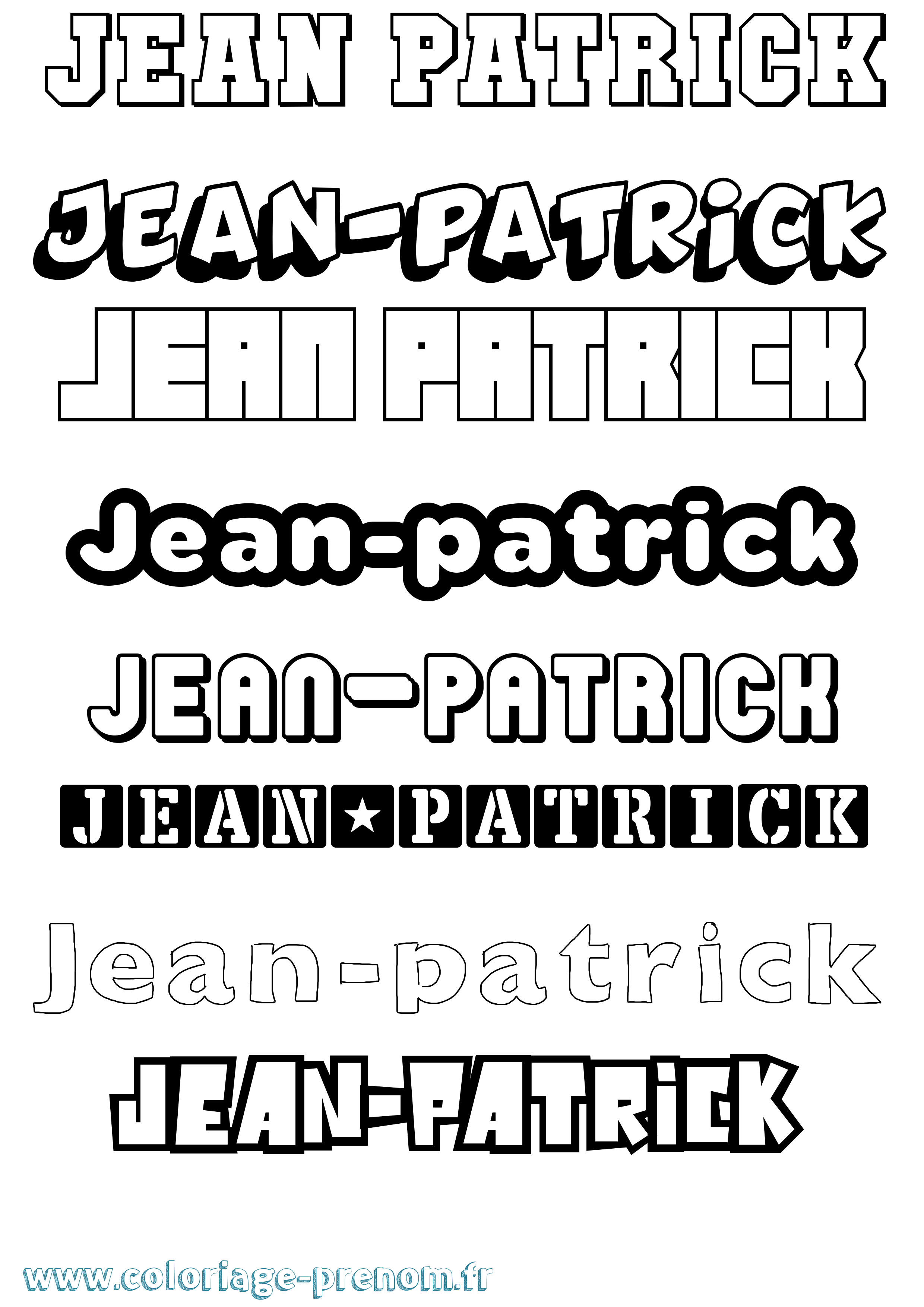 Coloriage Jean-Patrick Simple Coloriage prénom Jean-Patrick Simple