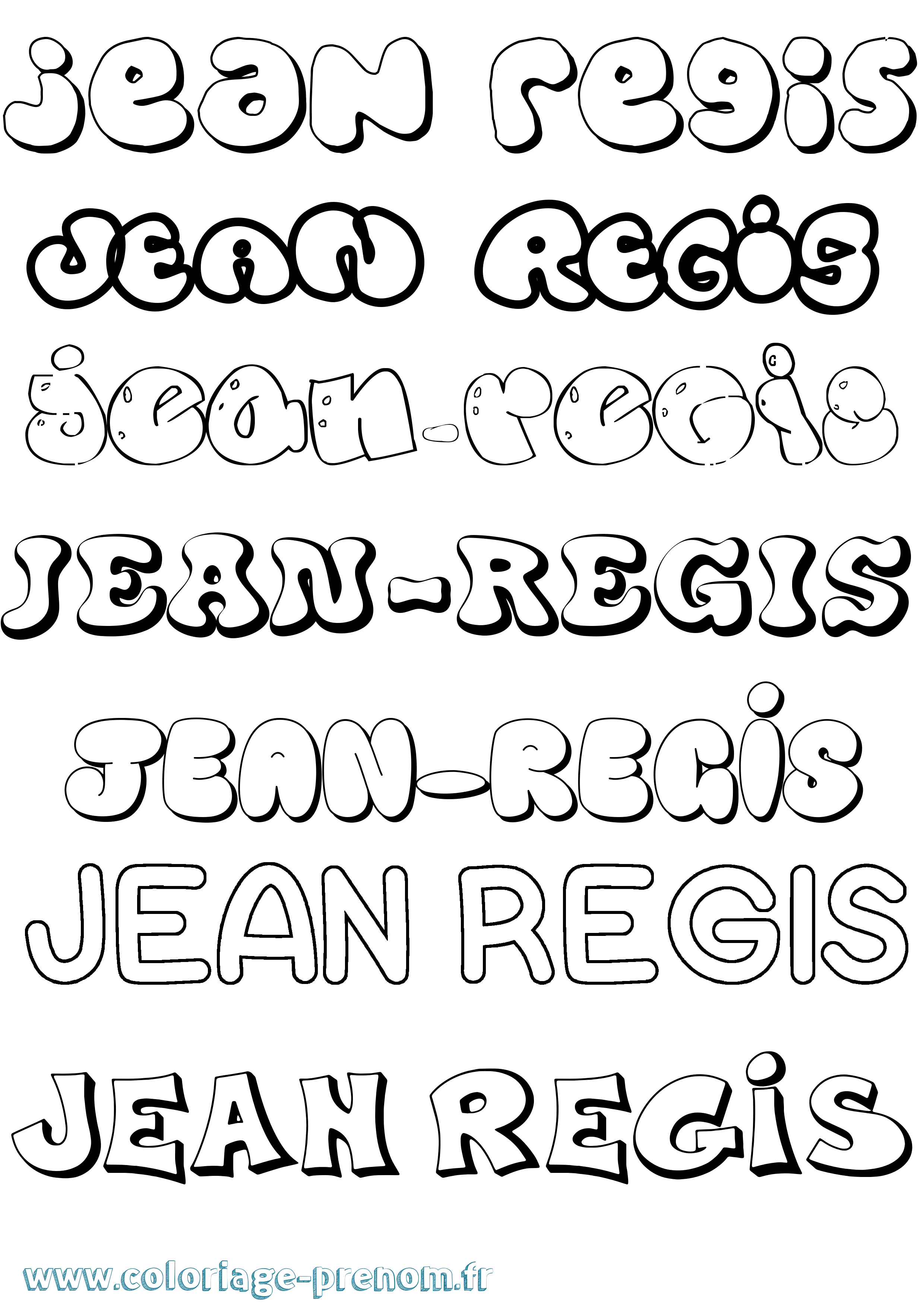 Coloriage Jean-Regis Bubble Coloriage prénom Jean-Regis Bubble