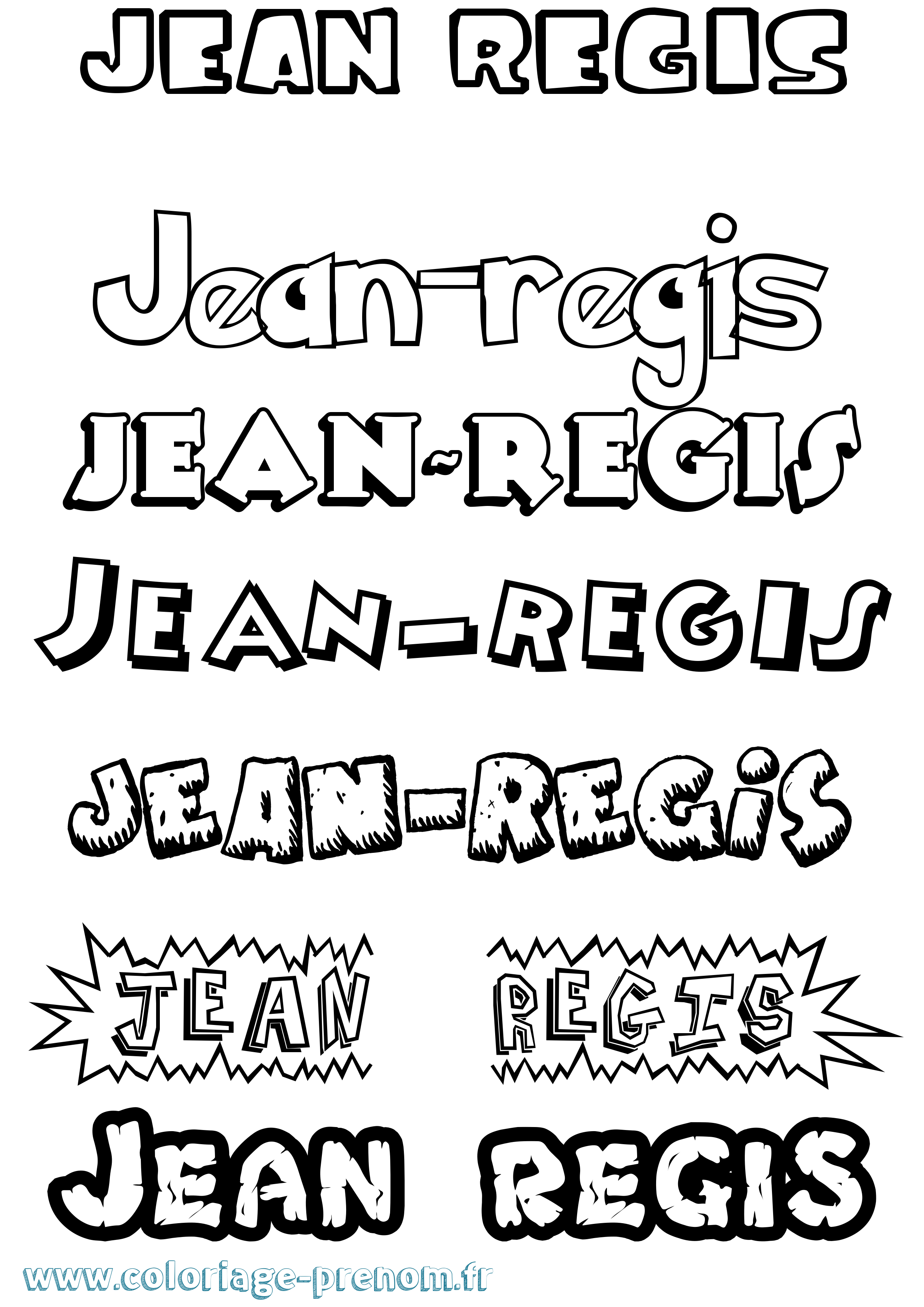 Coloriage Jean-Regis Dessin Animé Coloriage prénom Jean-Regis Dessin Animé
