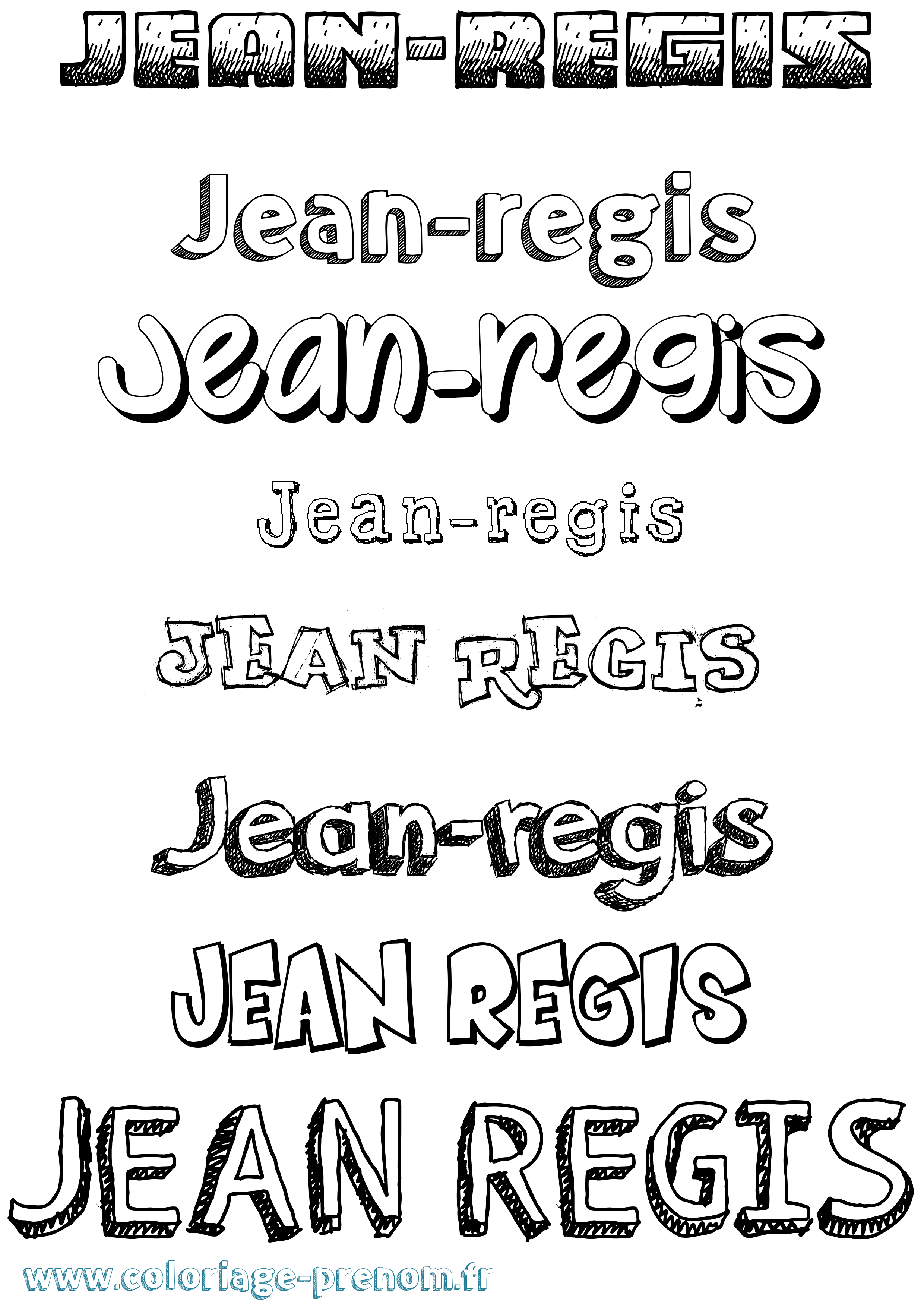 Coloriage Jean-Regis Dessiné Coloriage prénom Jean-Regis Dessiné