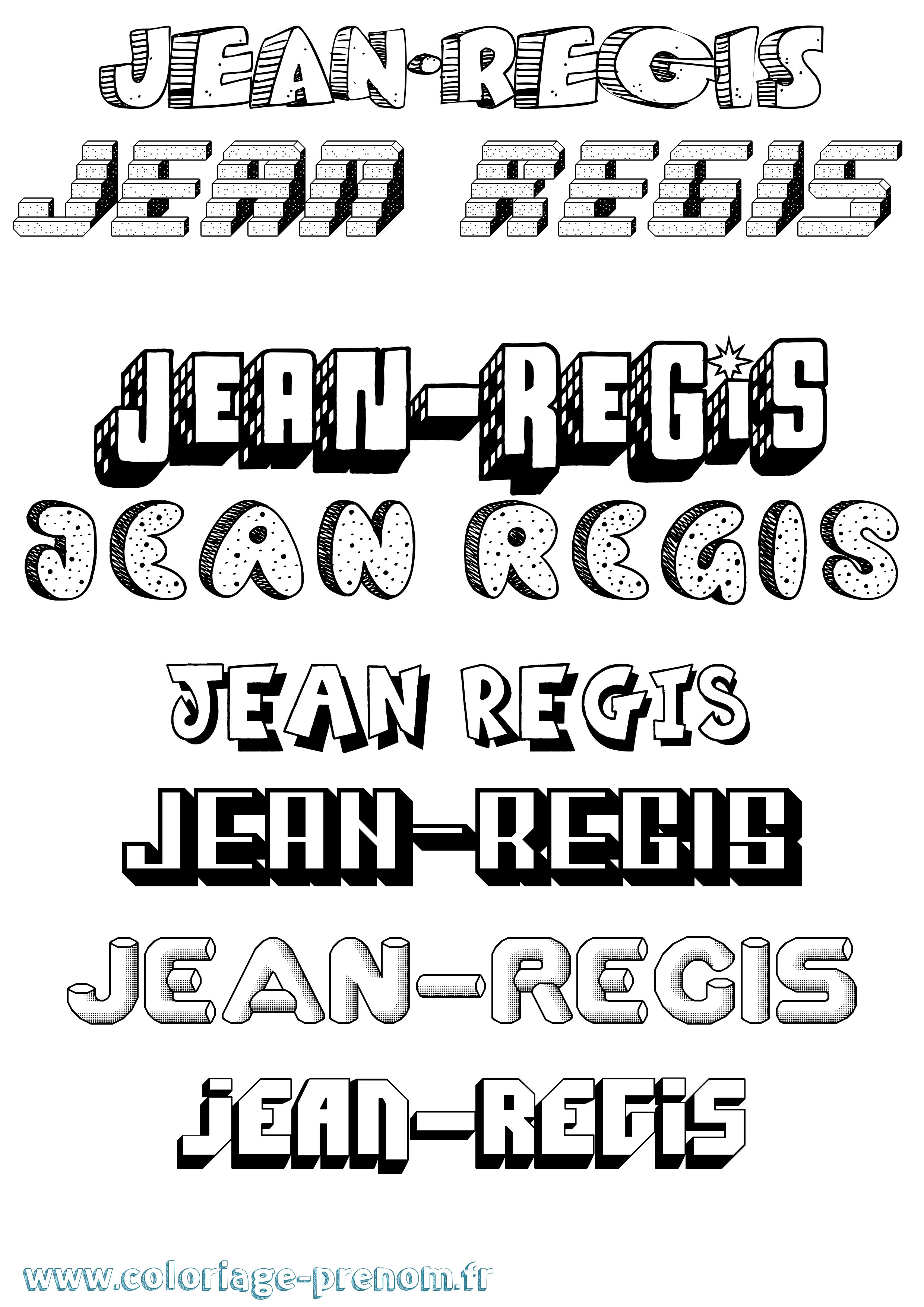 Coloriage Jean-Regis Effet 3D Coloriage prénom Jean-Regis Effet 3D