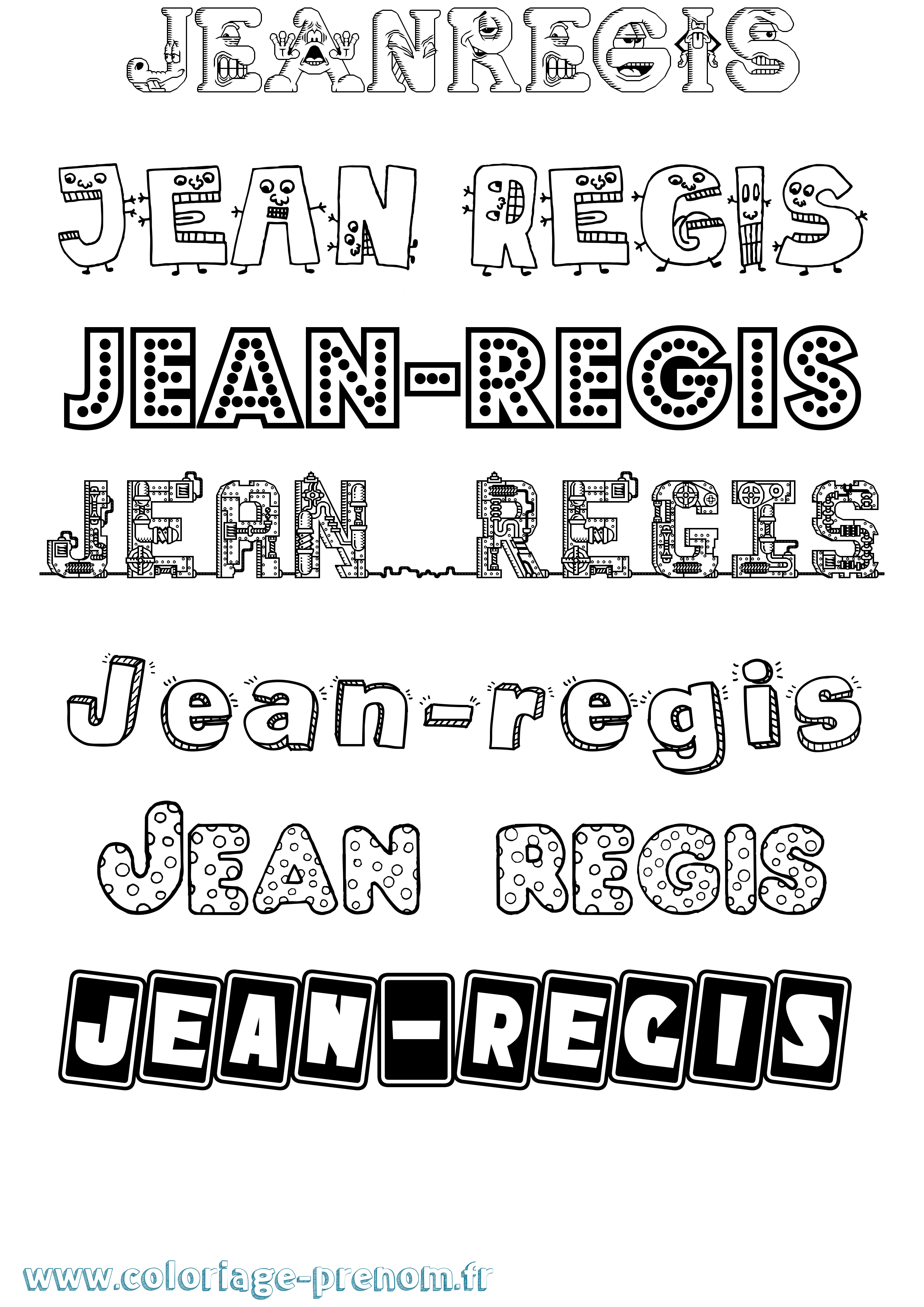 Coloriage Jean-Regis Fun Coloriage prénom Jean-Regis Fun