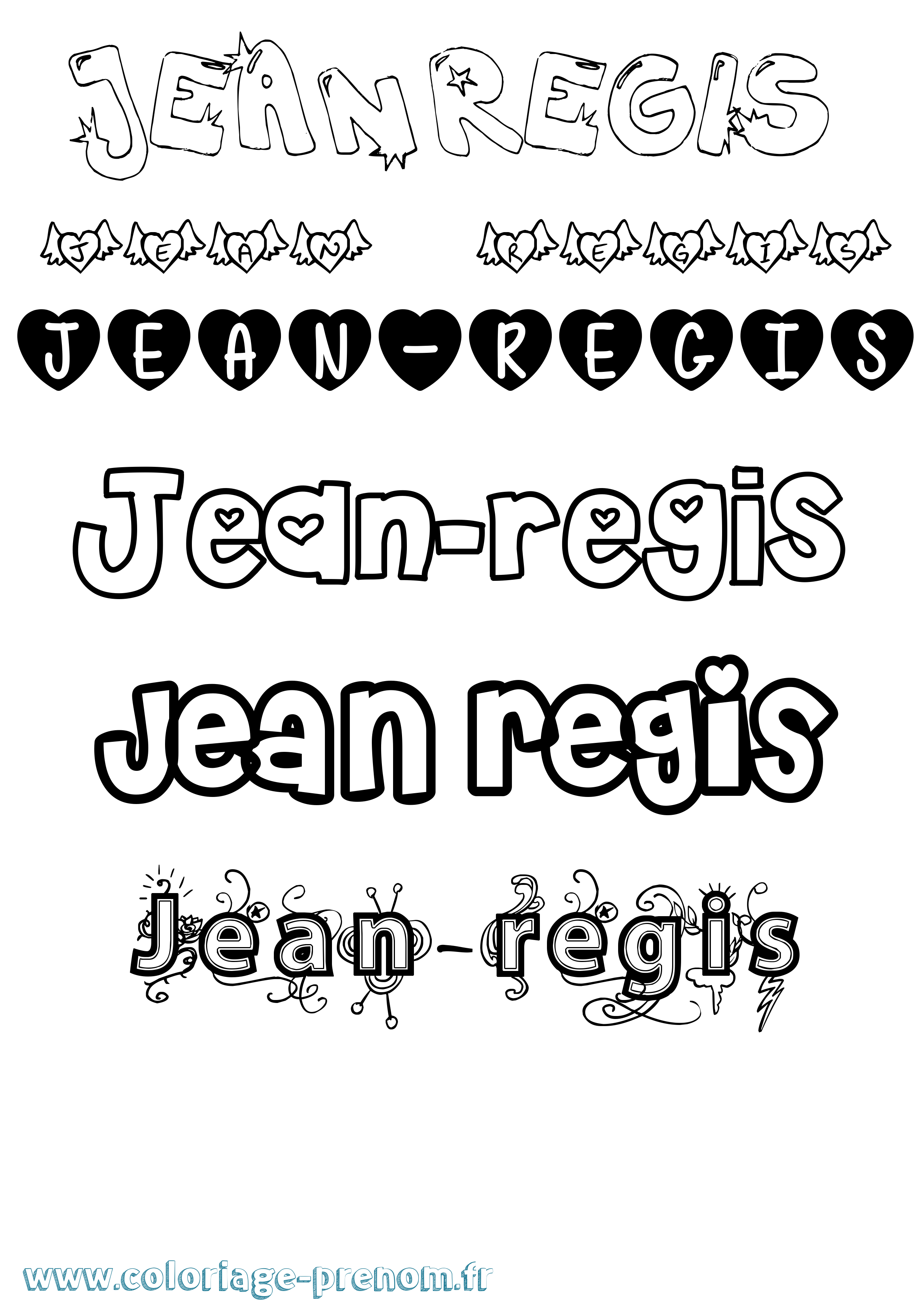 Coloriage Jean-Regis Girly Coloriage prénom Jean-Regis Girly