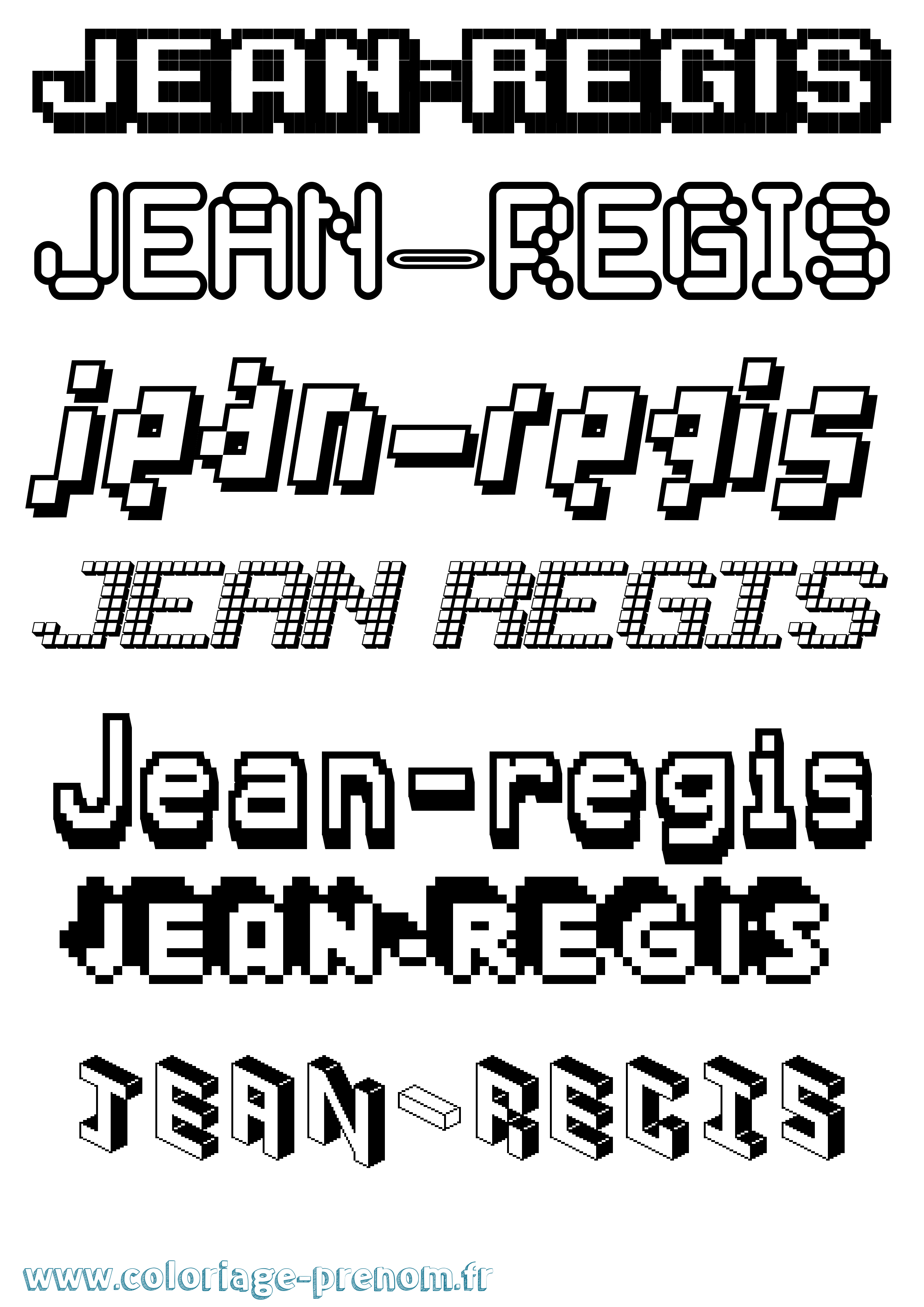 Coloriage Jean-Regis Pixel Coloriage prénom Jean-Regis Pixel