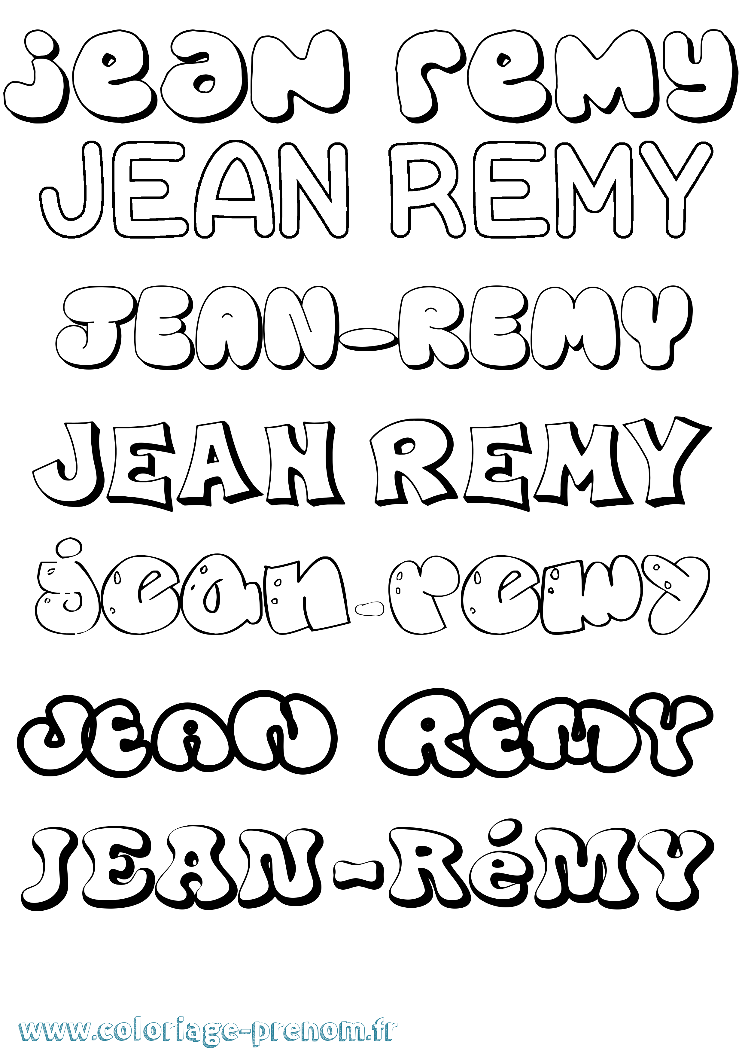 Coloriage Jean-Rémy Bubble Coloriage prénom Jean-Rémy Bubble