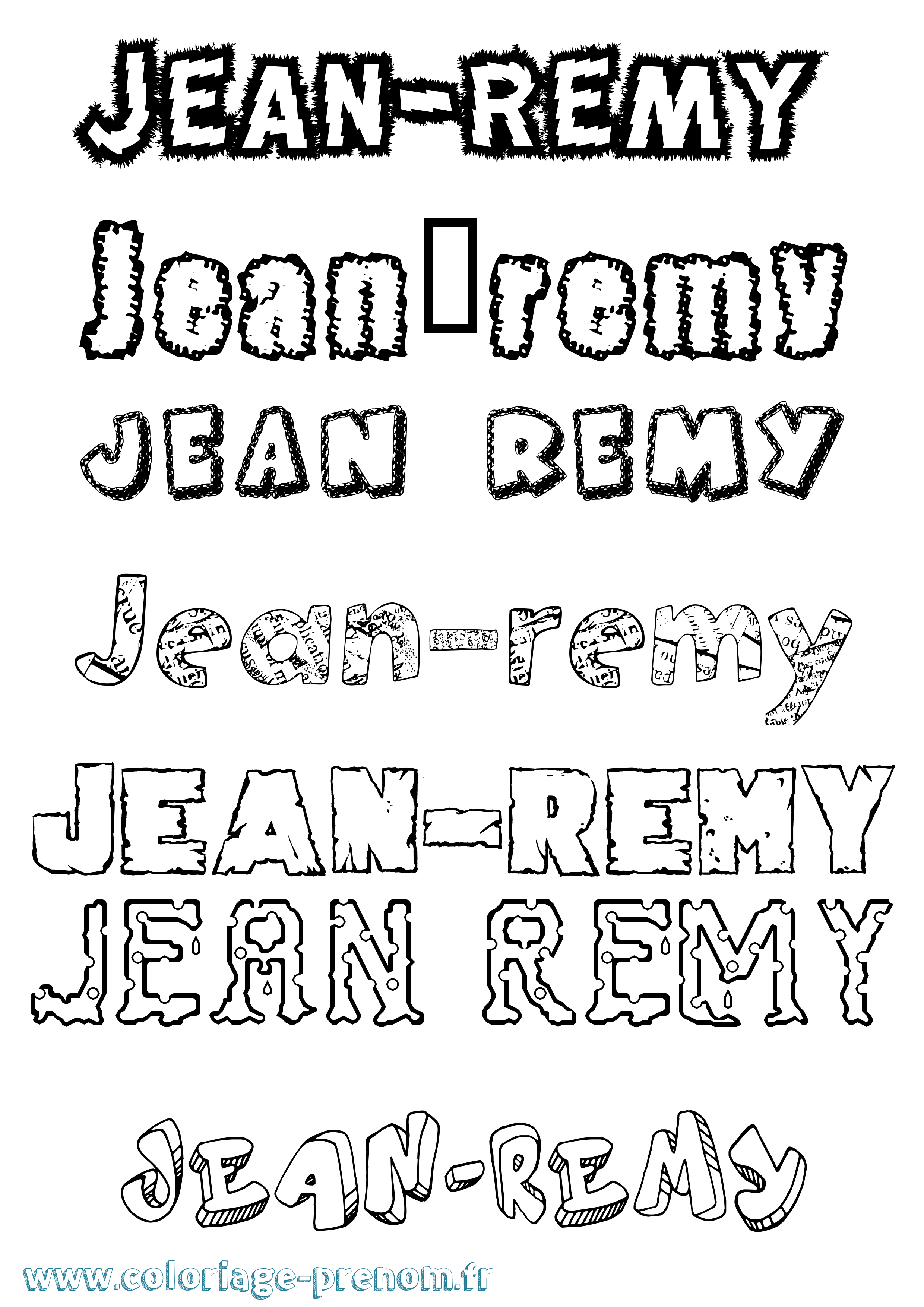 Coloriage Jean-Rémy Destructuré Coloriage prénom Jean-Rémy Destructuré
