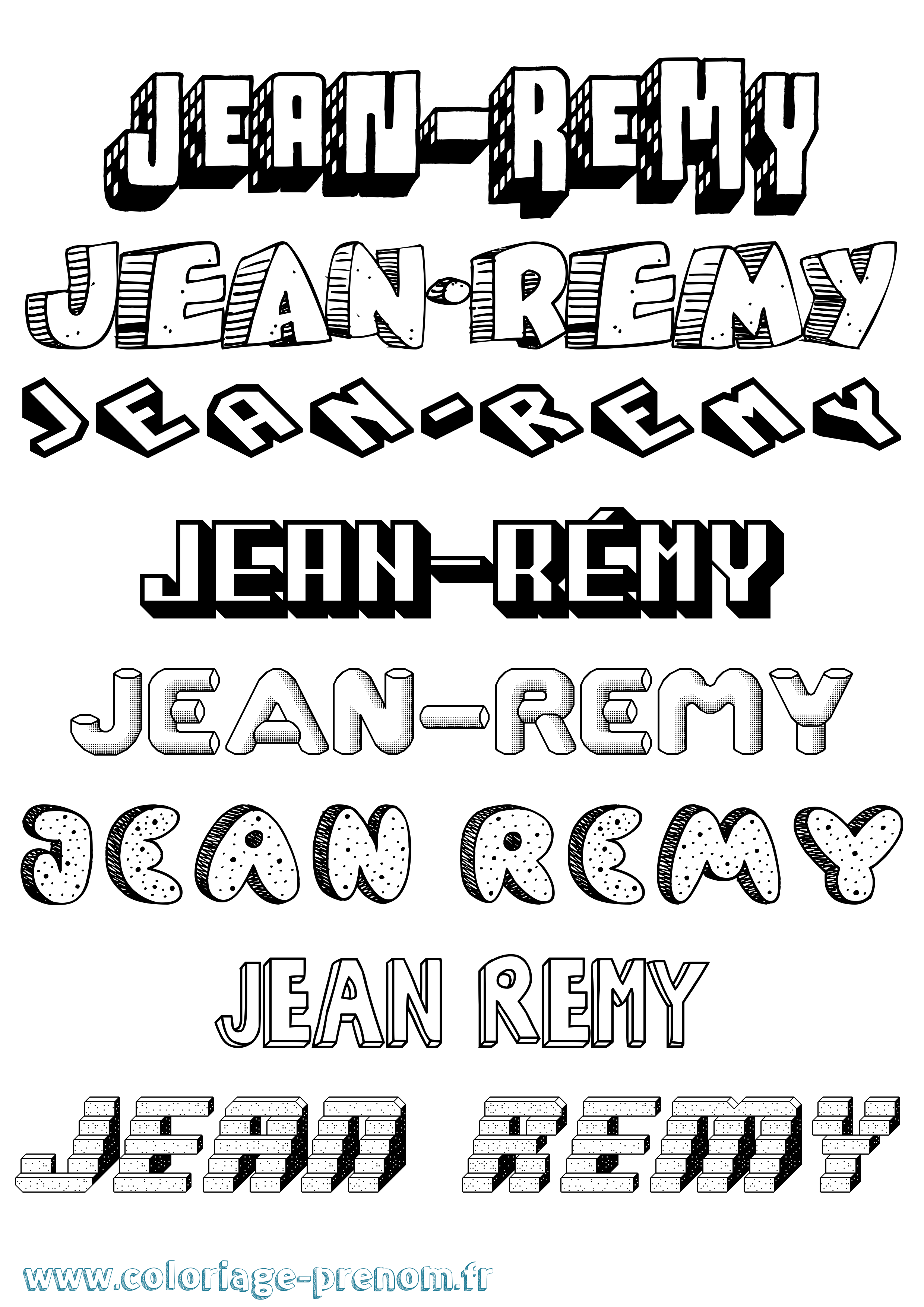 Coloriage Jean-Rémy Effet 3D Coloriage prénom Jean-Rémy Effet 3D