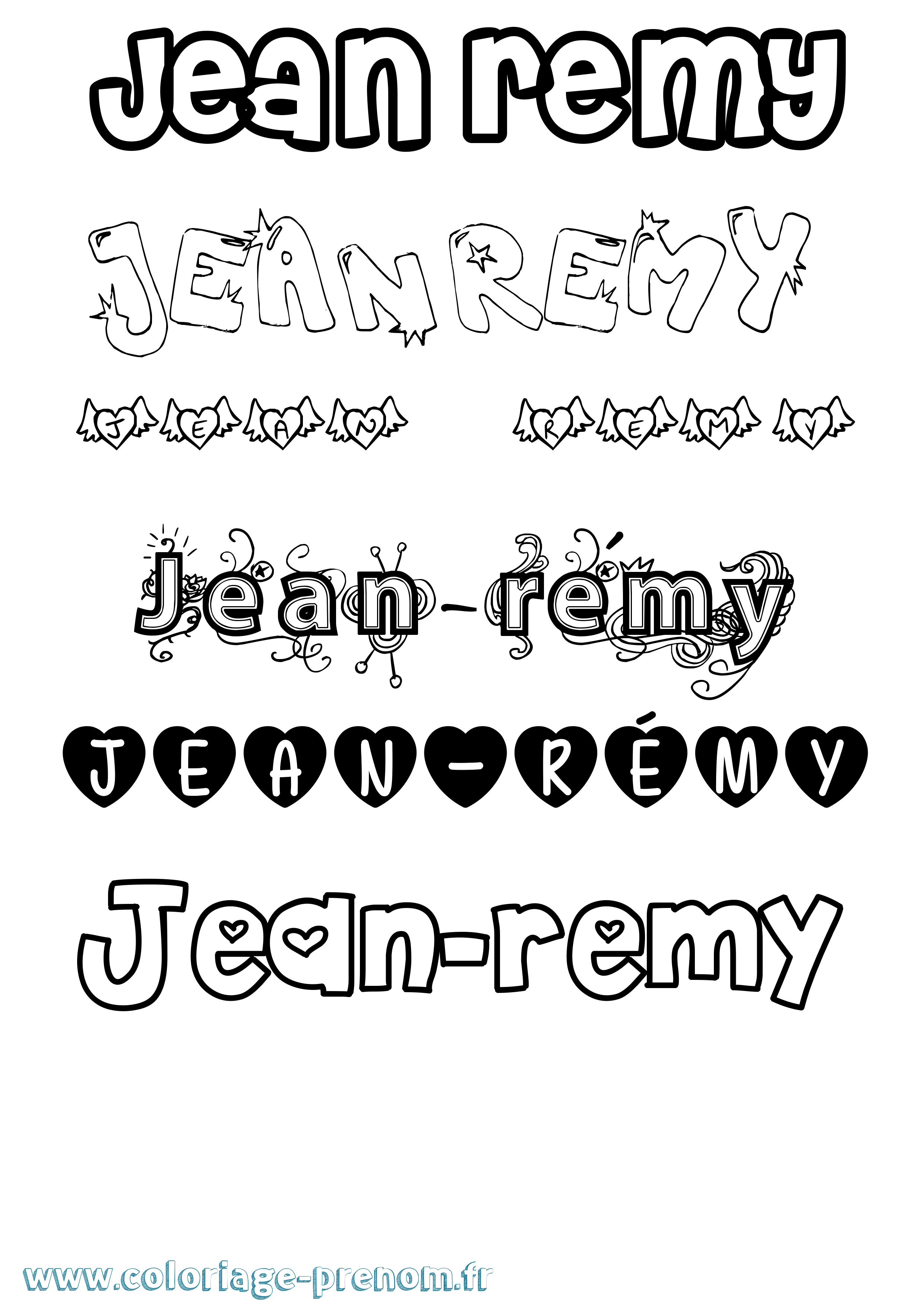Coloriage Jean-Rémy Girly Coloriage prénom Jean-Rémy Girly