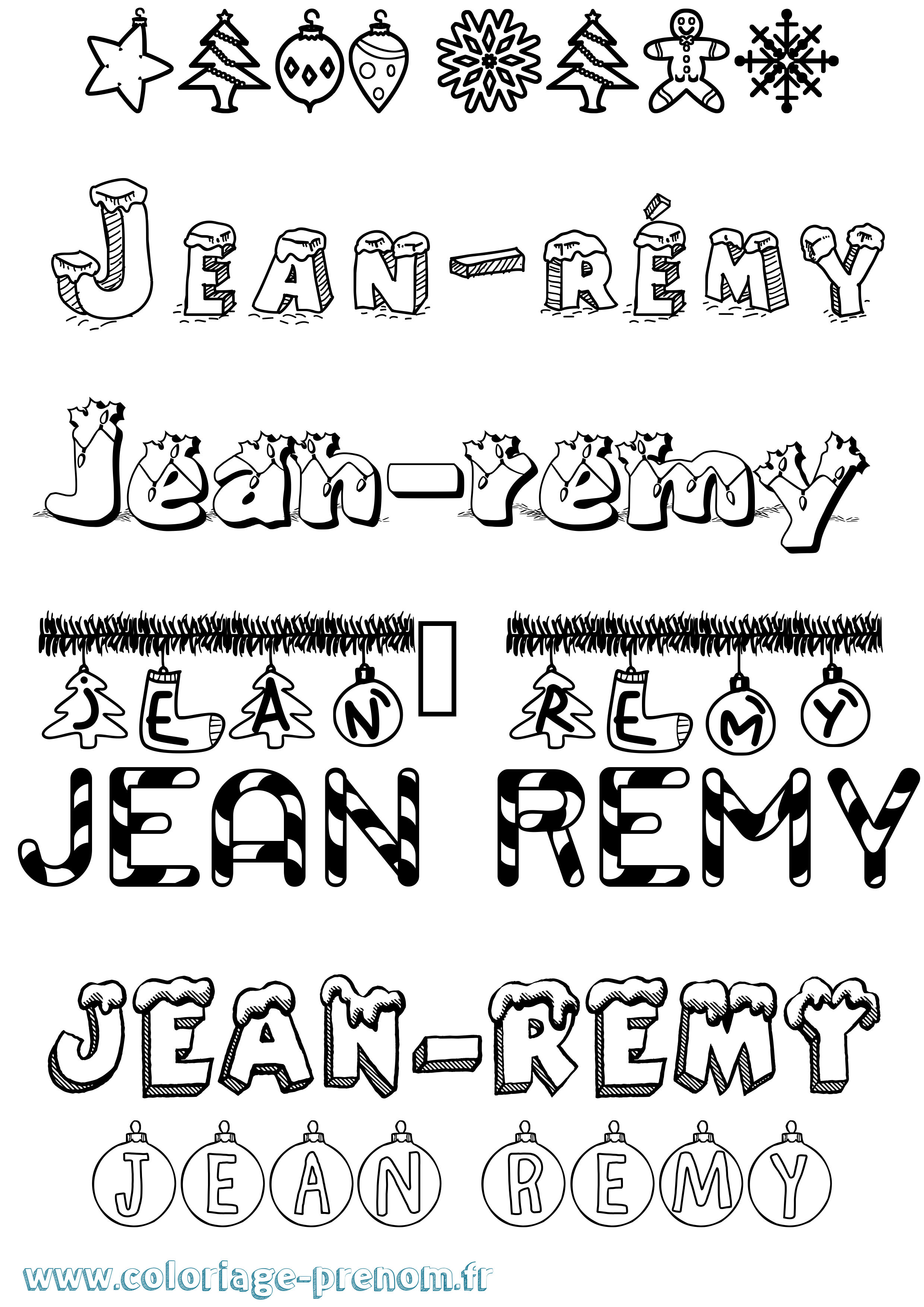 Coloriage Jean-Rémy Noël Coloriage prénom Jean-Rémy Noël