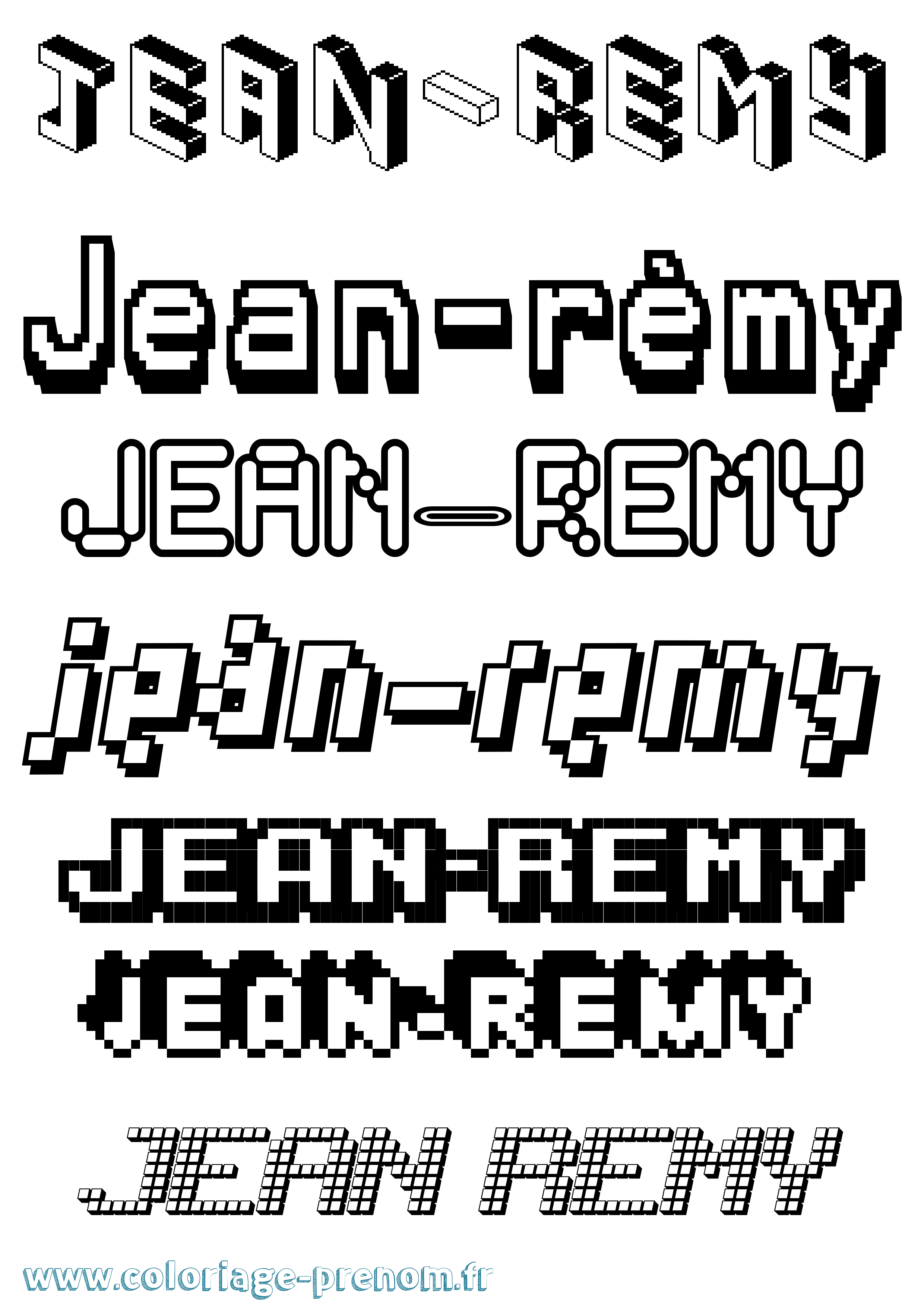 Coloriage Jean-Rémy Pixel Coloriage prénom Jean-Rémy Pixel