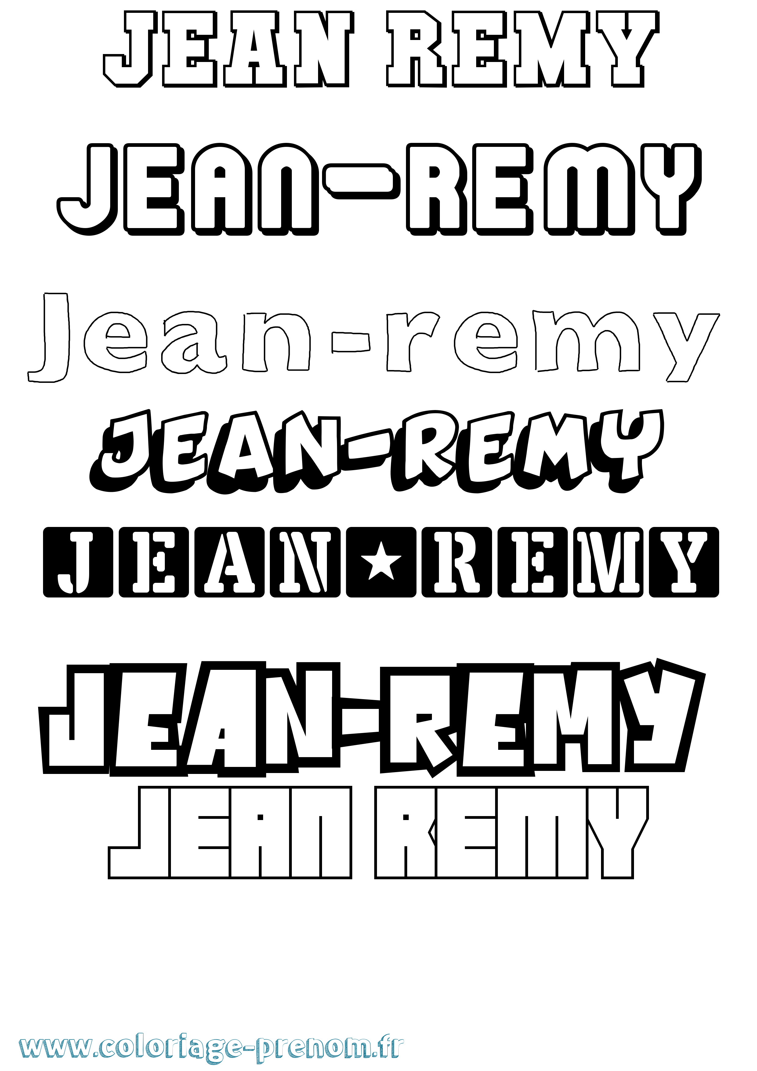 Coloriage Jean-Rémy Simple Coloriage prénom Jean-Rémy Simple