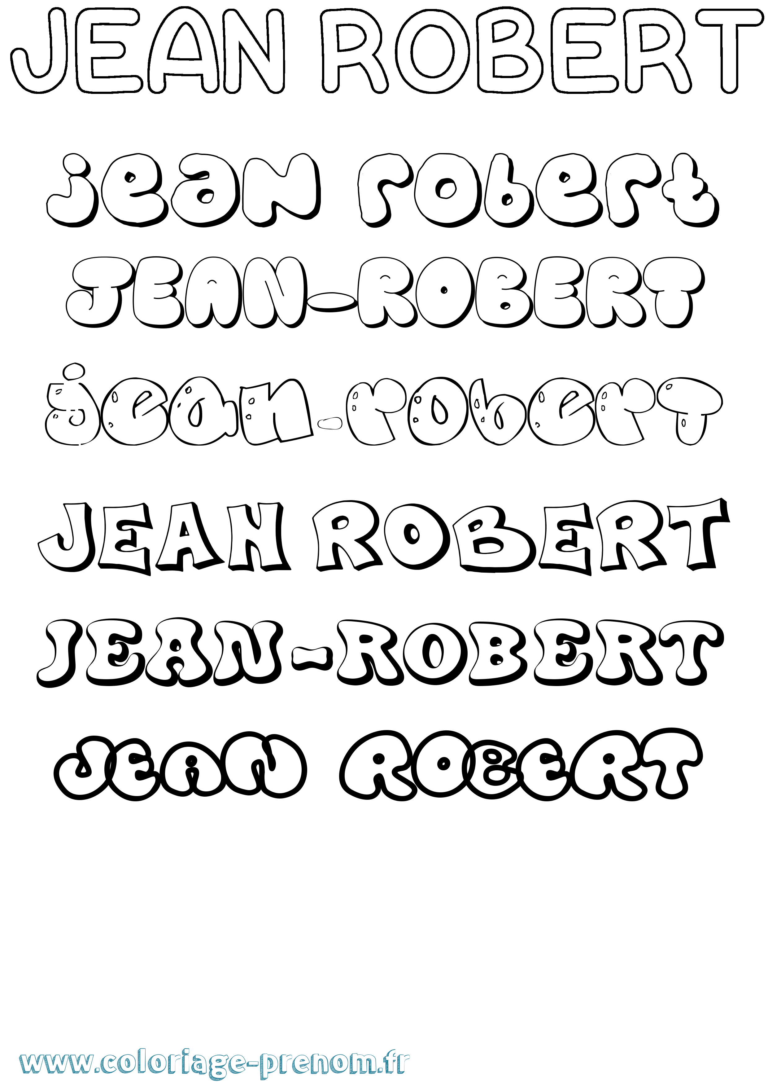 Coloriage Jean-Robert Bubble Coloriage prénom Jean-Robert Bubble
