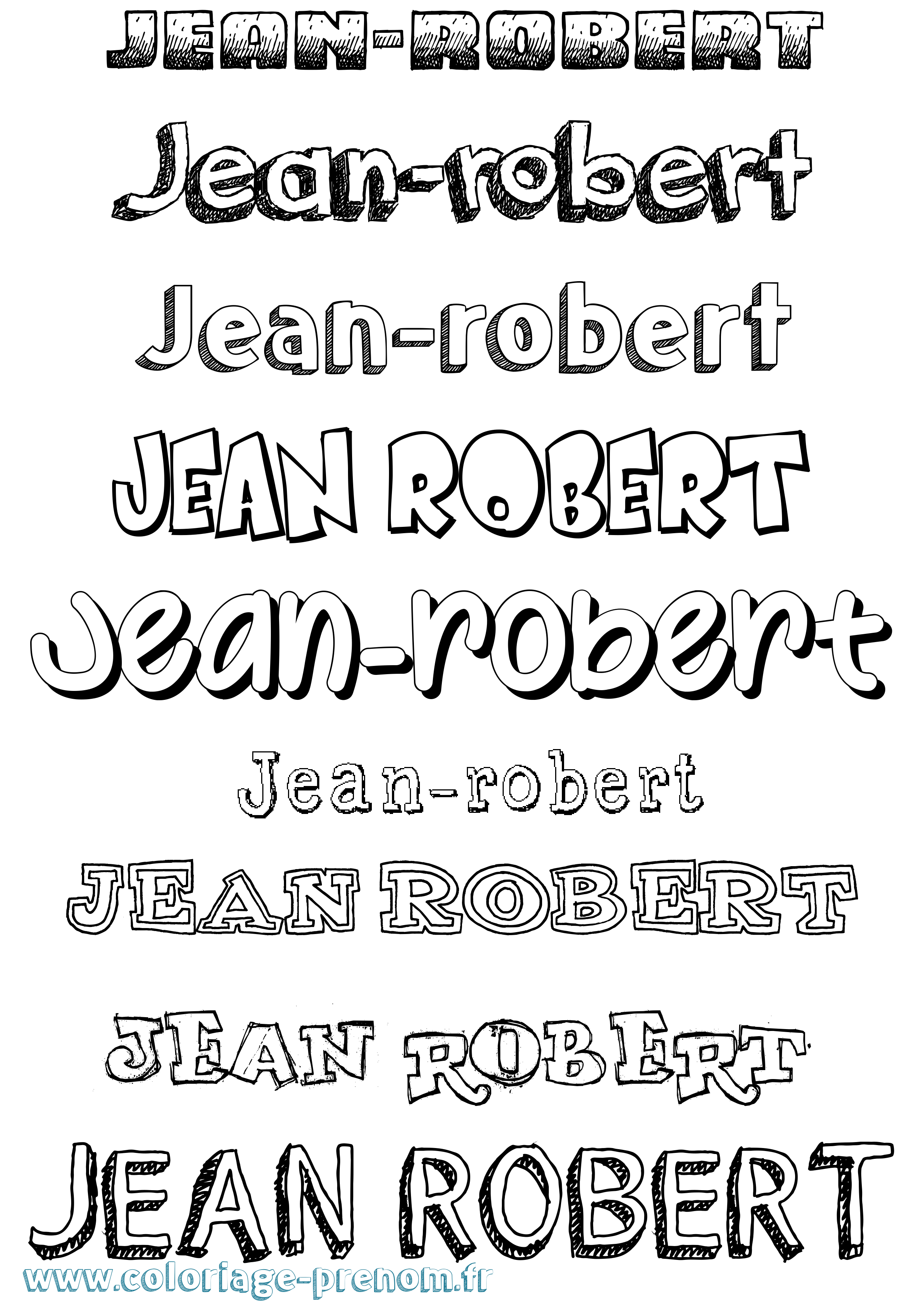 Coloriage Jean-Robert Dessiné Coloriage prénom Jean-Robert Dessiné