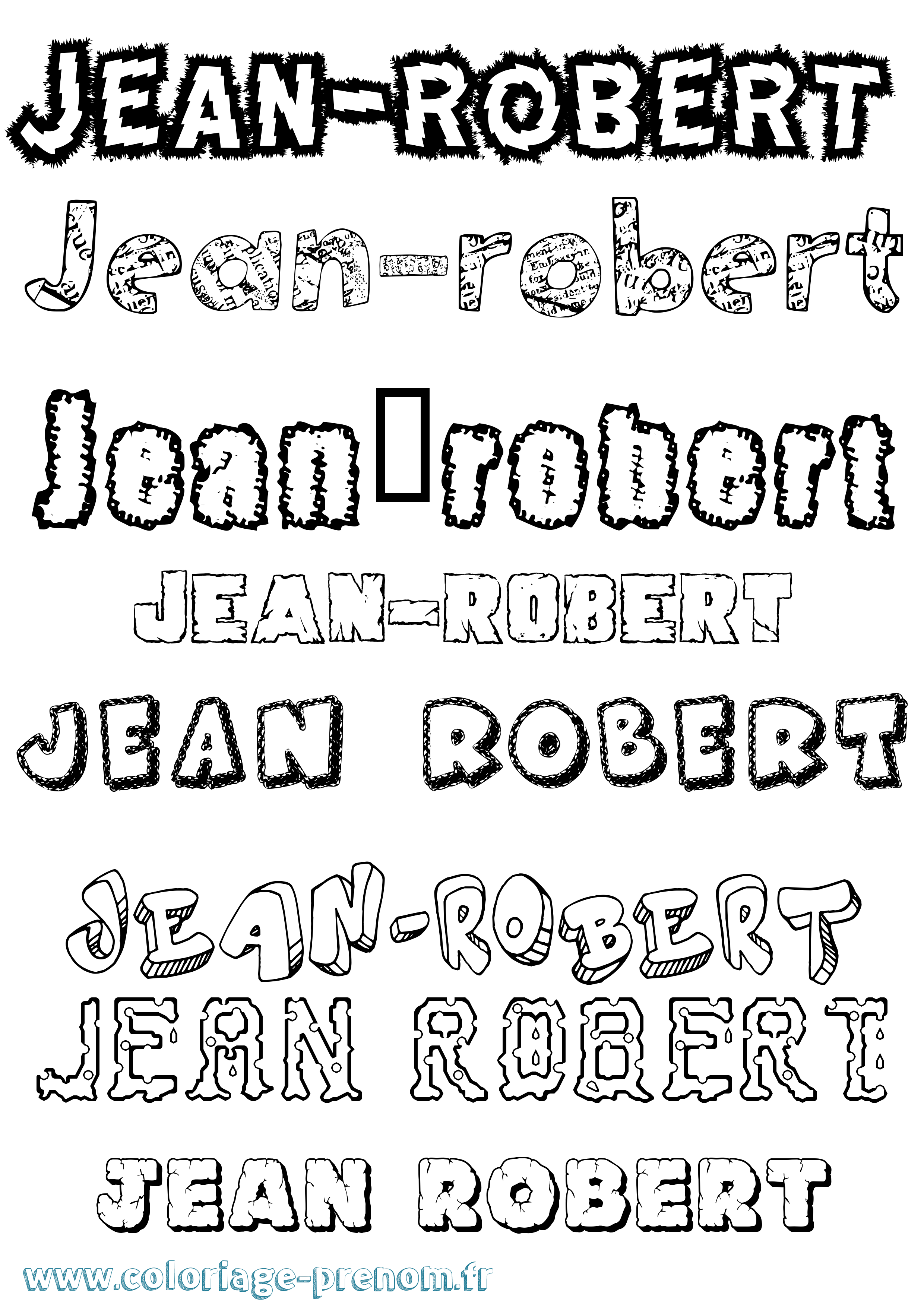 Coloriage Jean-Robert Destructuré Coloriage prénom Jean-Robert Destructuré