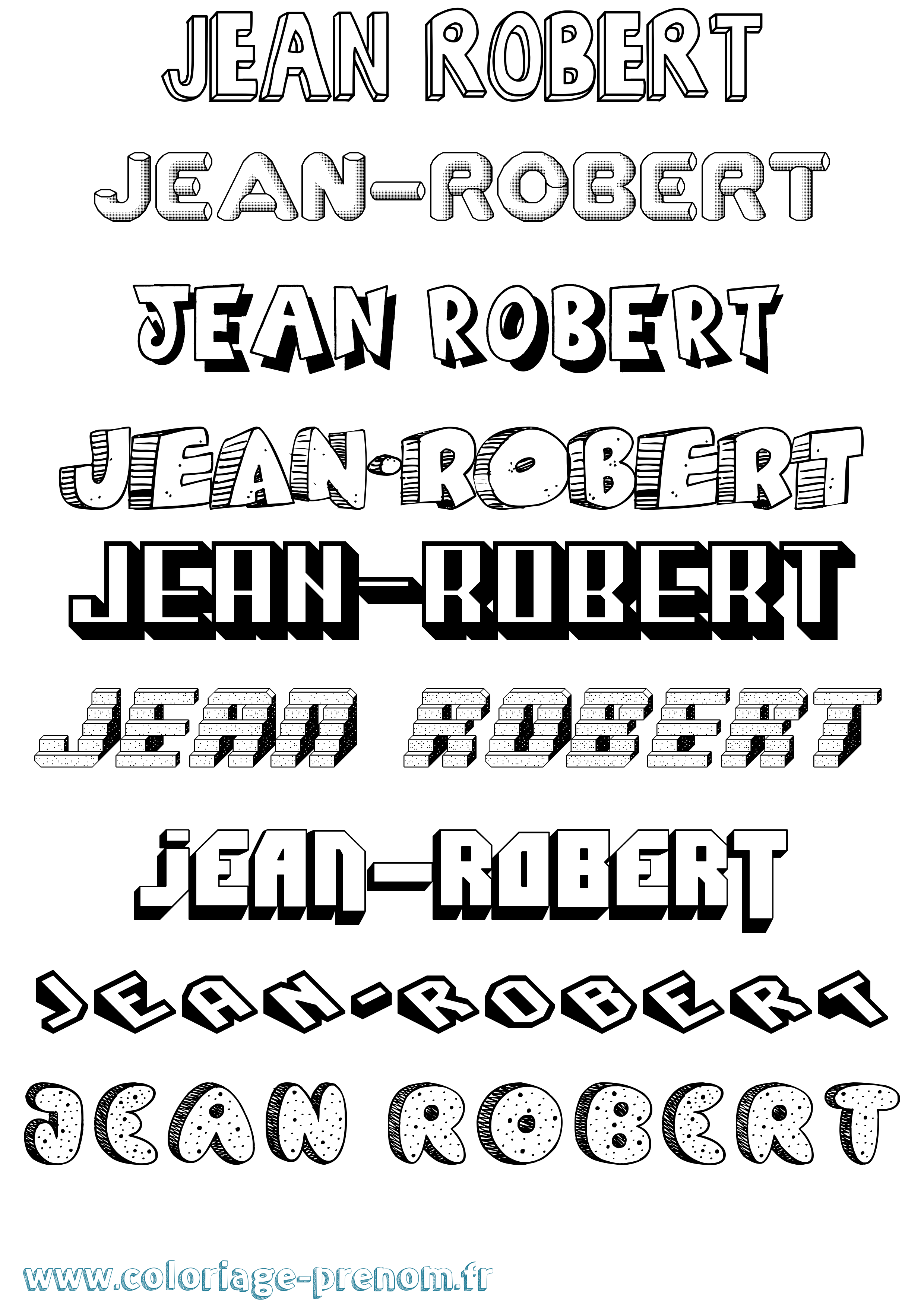 Coloriage Jean-Robert Effet 3D Coloriage prénom Jean-Robert Effet 3D