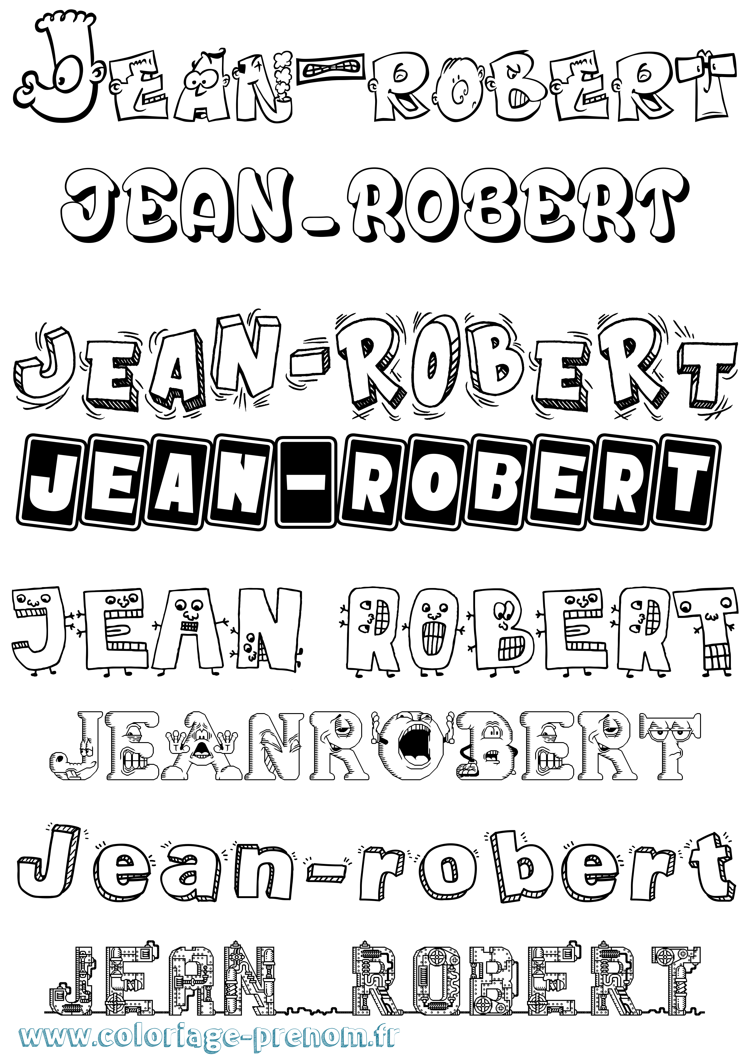 Coloriage Jean-Robert Fun Coloriage prénom Jean-Robert Fun