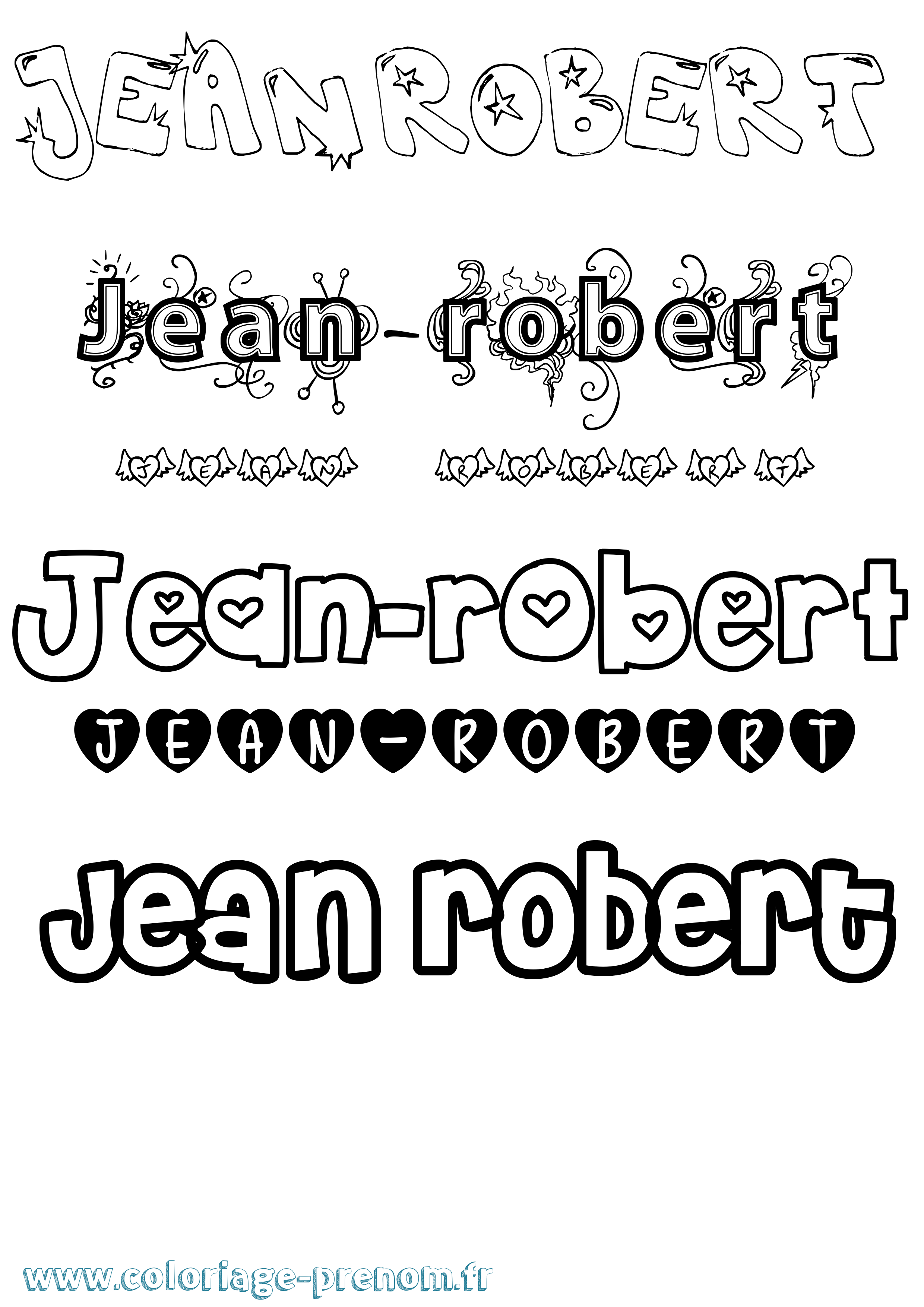 Coloriage Jean-Robert Girly Coloriage prénom Jean-Robert Girly