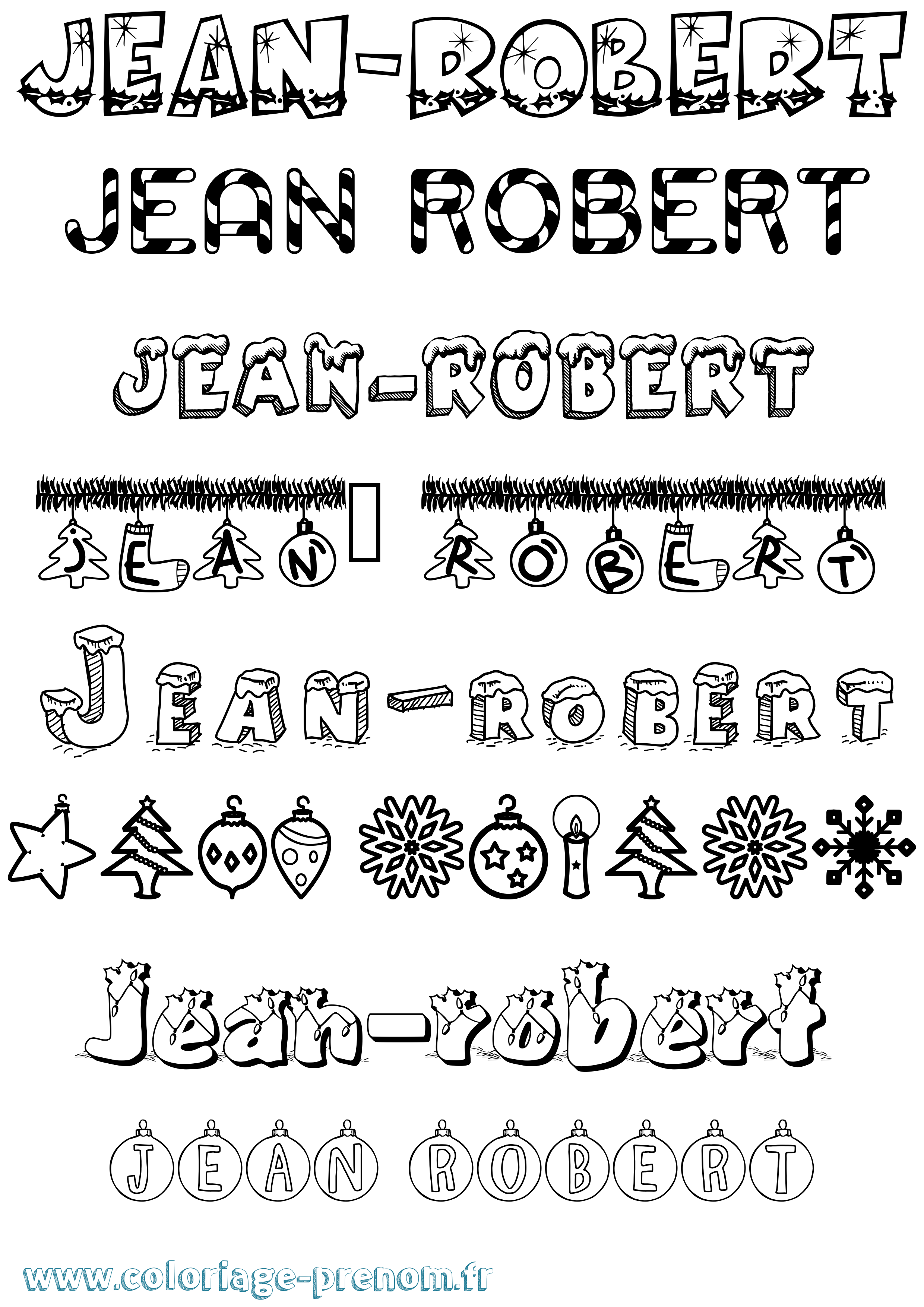 Coloriage Jean-Robert Noël Coloriage prénom Jean-Robert Noël