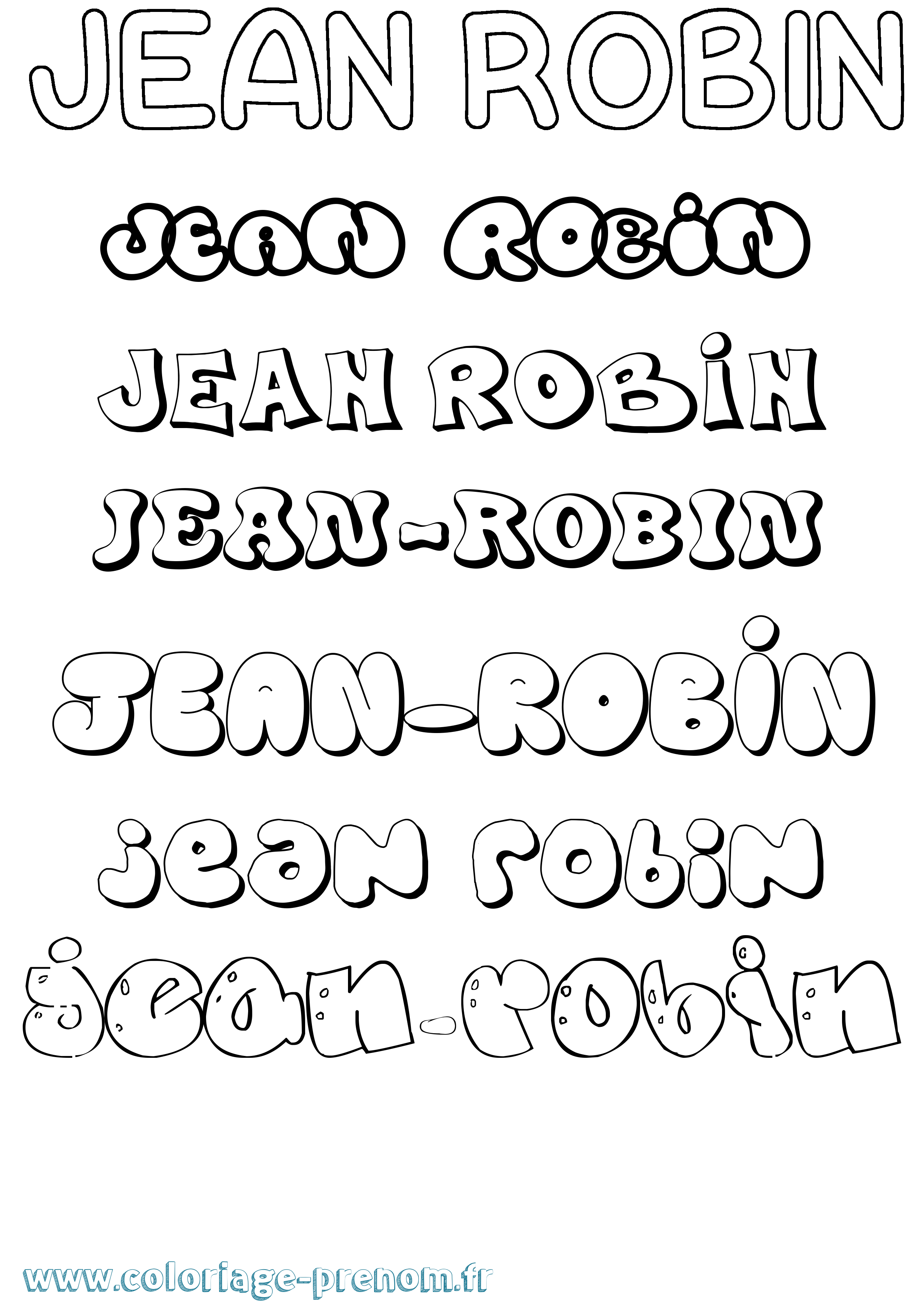 Coloriage Jean-Robin Bubble Coloriage prénom Jean-Robin Bubble