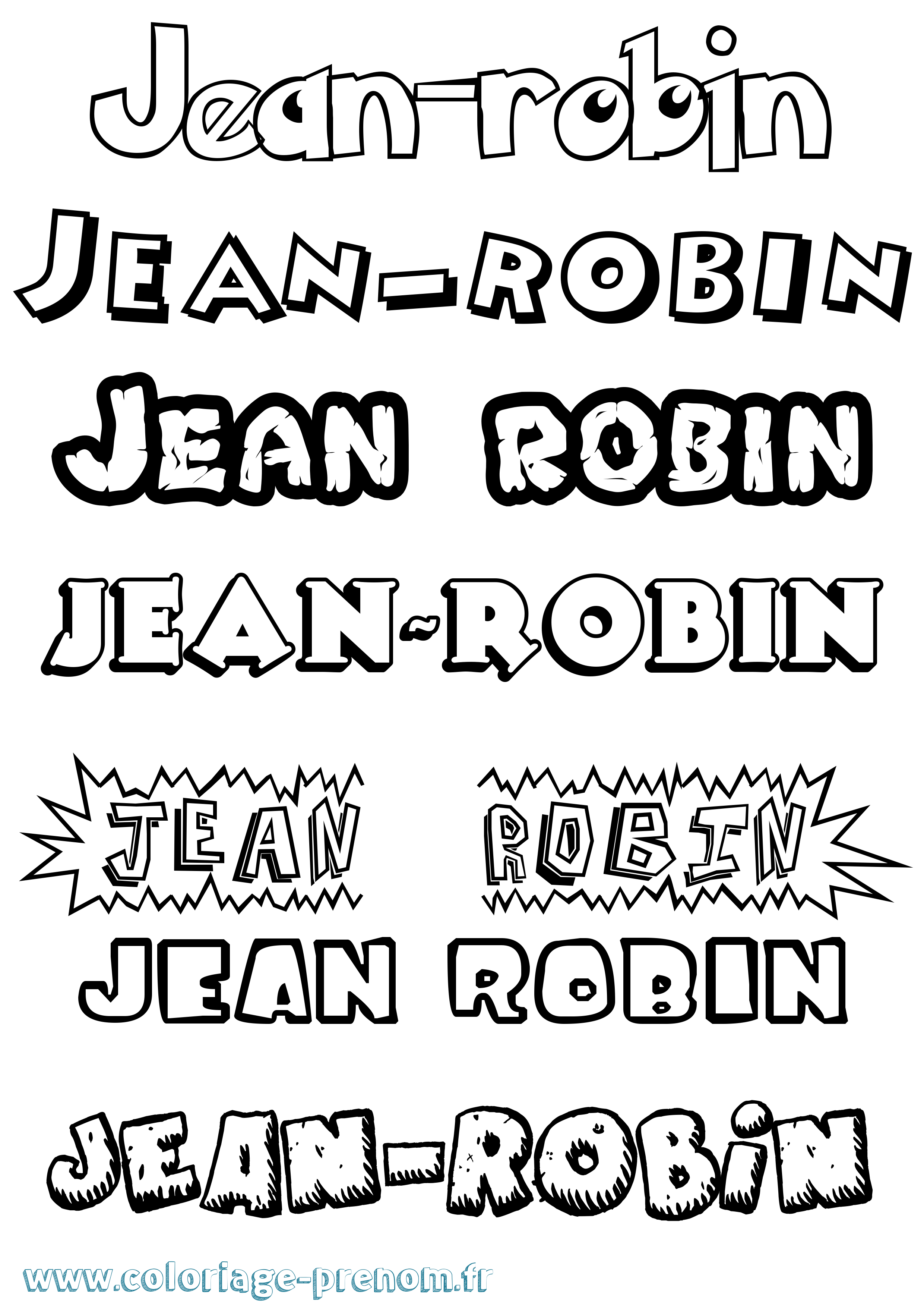 Coloriage Jean-Robin Dessin Animé Coloriage prénom Jean-Robin Dessin Animé