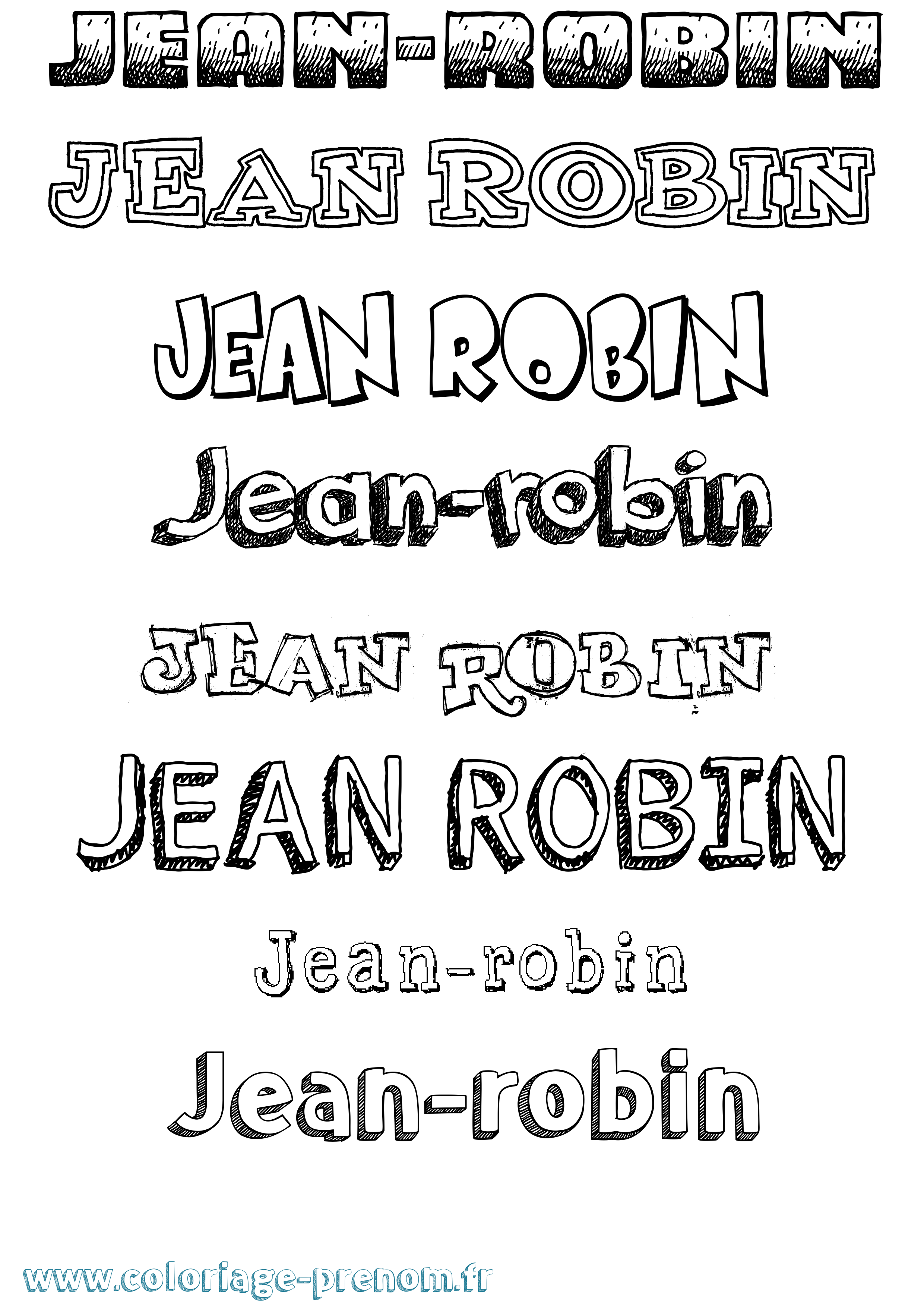 Coloriage Jean-Robin Dessiné Coloriage prénom Jean-Robin Dessiné