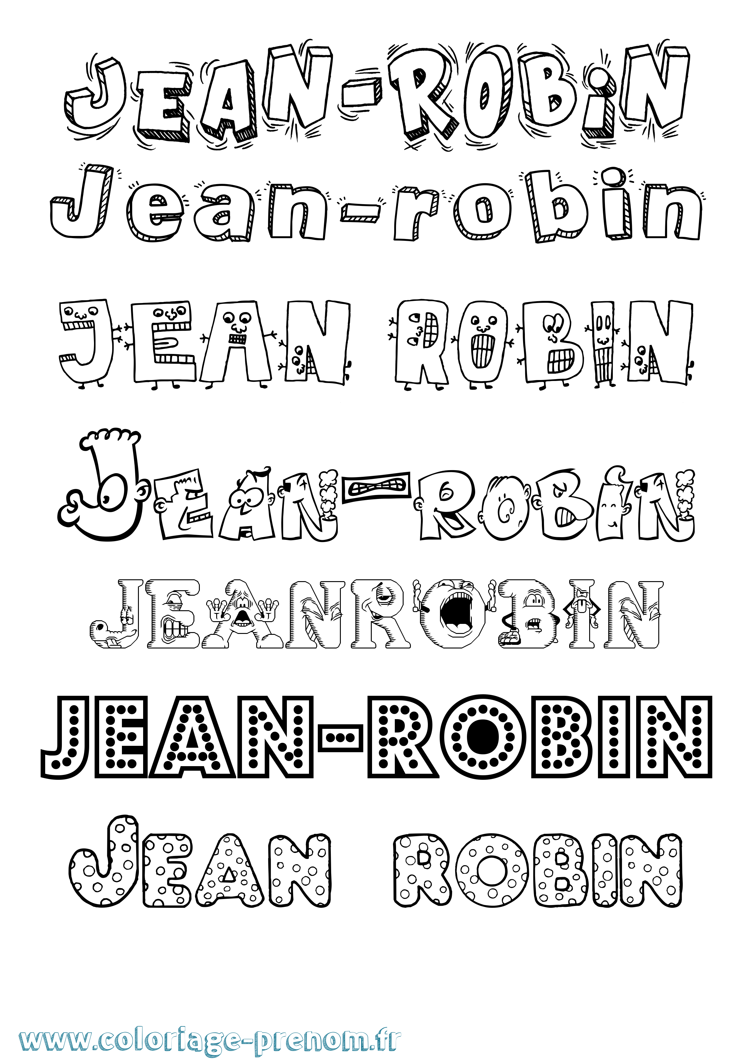 Coloriage Jean-Robin Fun Coloriage prénom Jean-Robin Fun