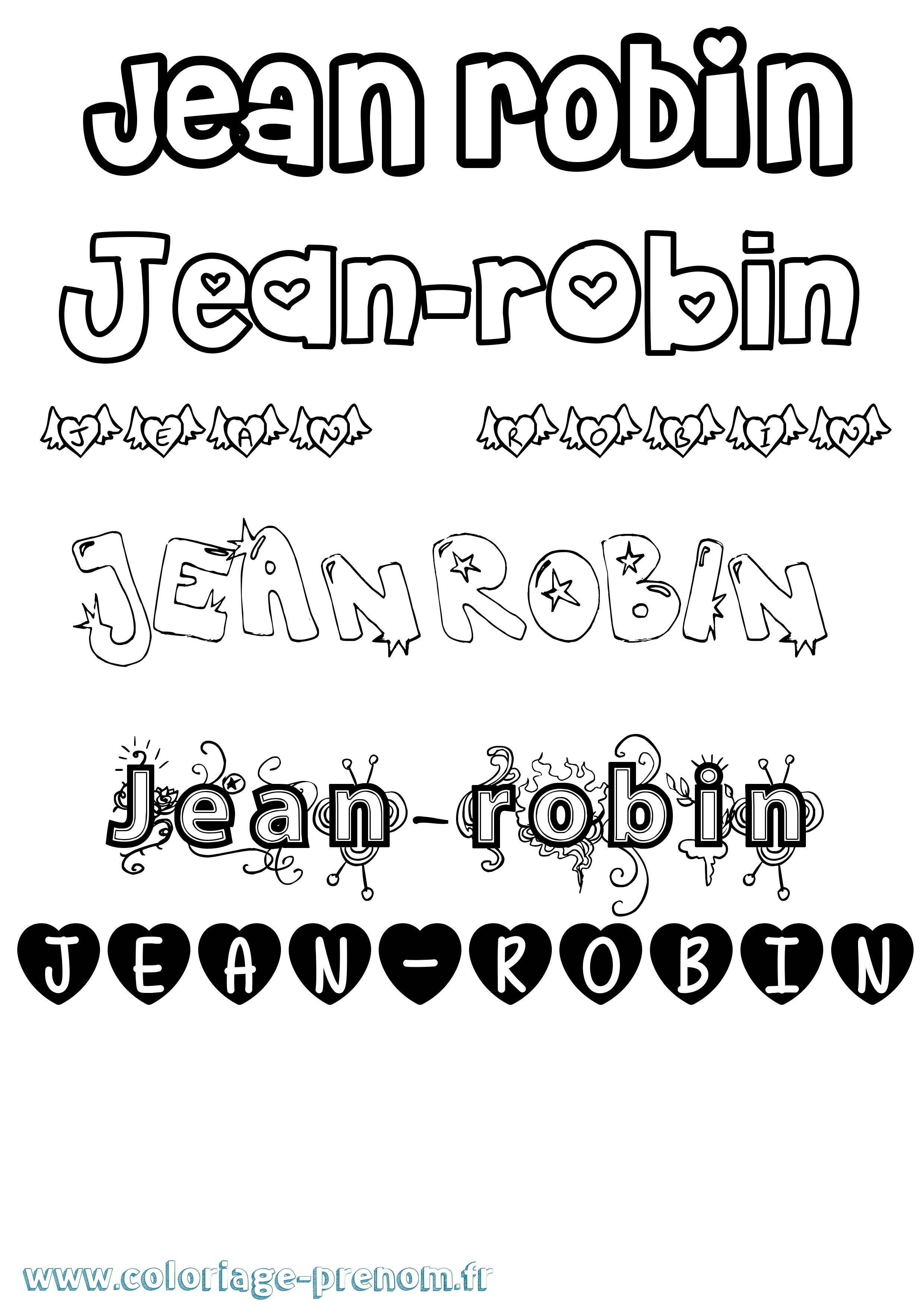 Coloriage Jean-Robin Girly Coloriage prénom Jean-Robin Girly