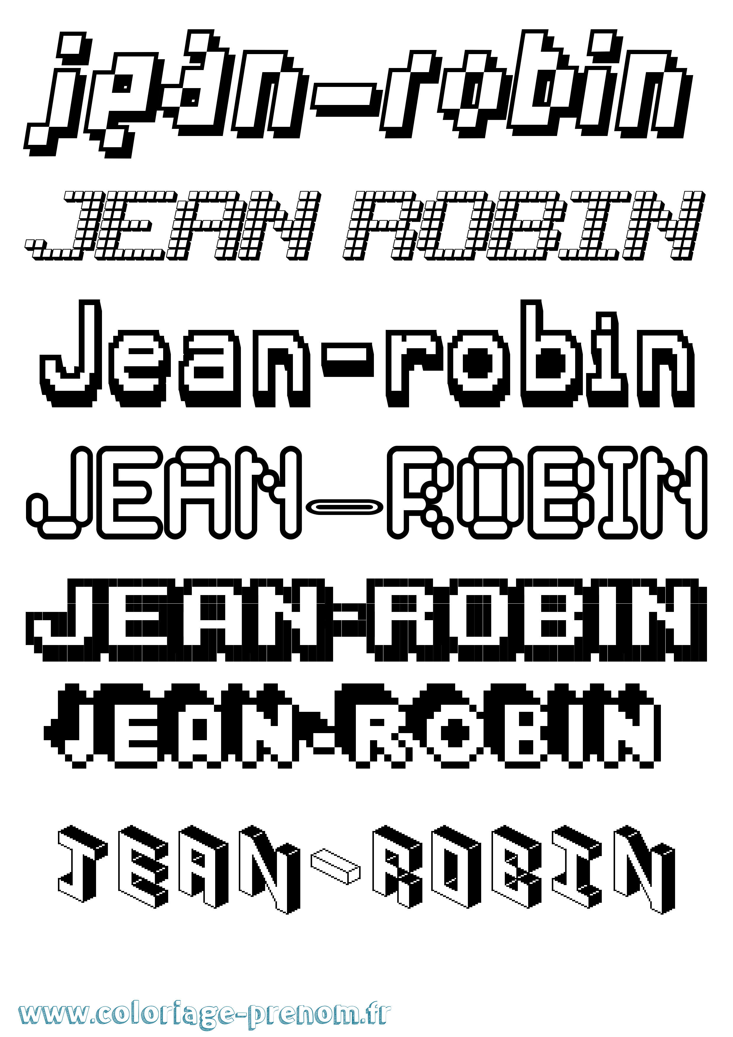 Coloriage Jean-Robin Pixel Coloriage prénom Jean-Robin Pixel