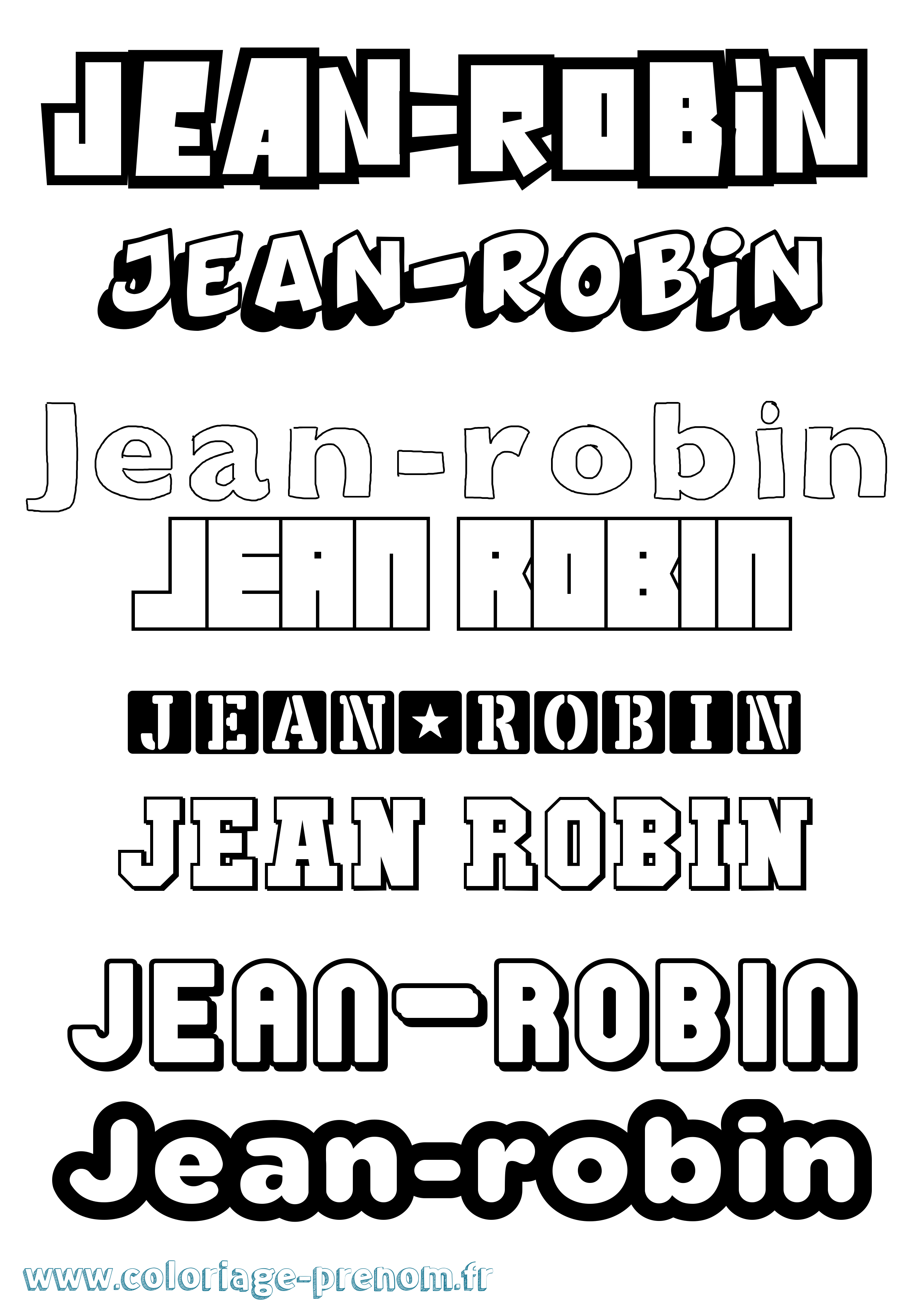 Coloriage Jean-Robin Simple Coloriage prénom Jean-Robin Simple