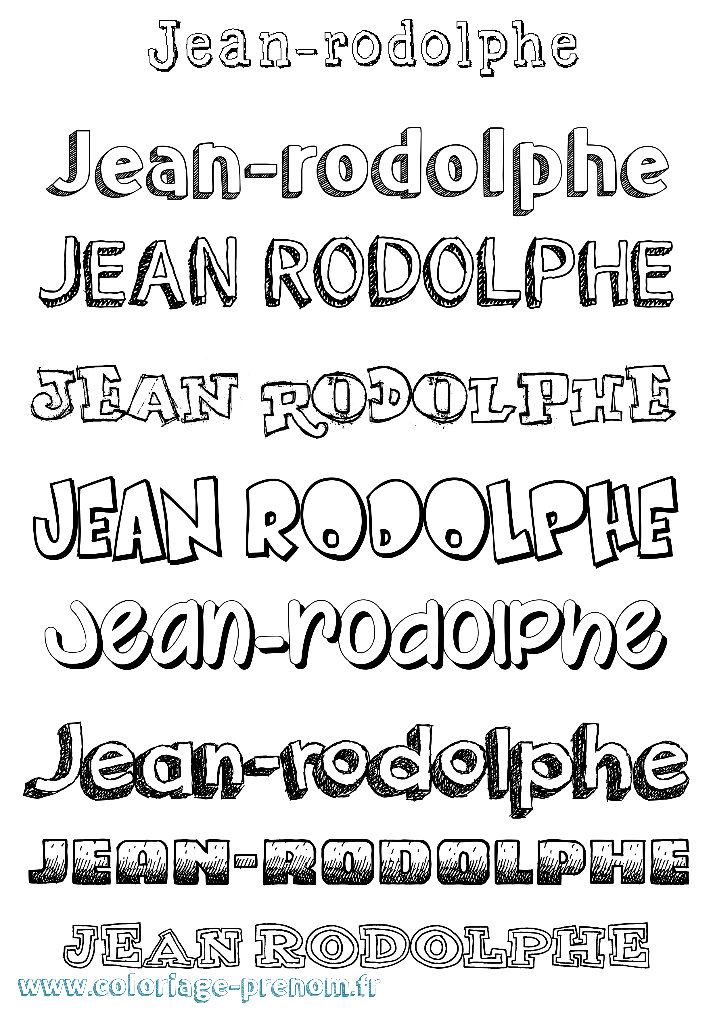 Coloriage Jean-Rodolphe Dessiné Coloriage prénom Jean-Rodolphe Dessiné