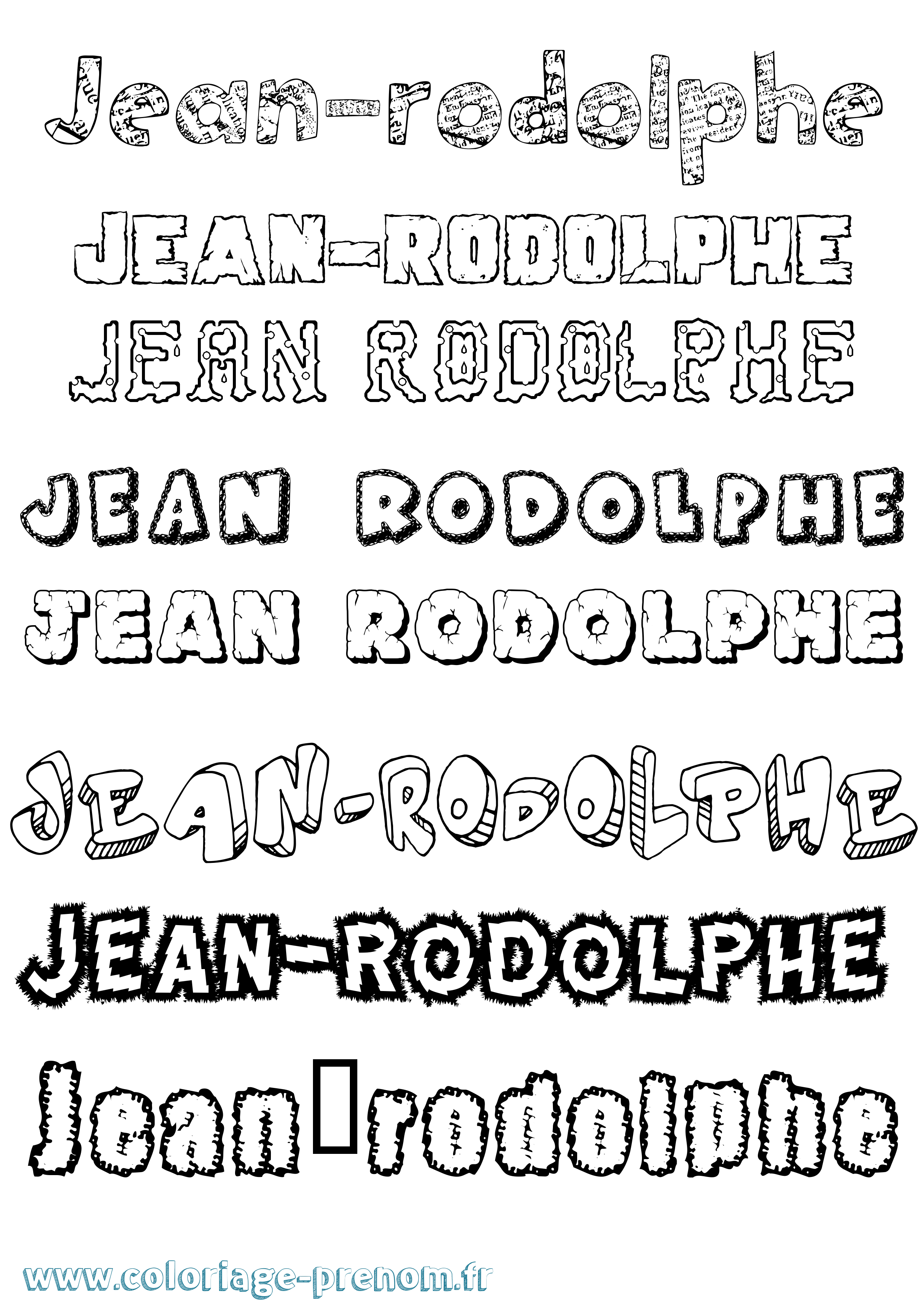 Coloriage Jean-Rodolphe Destructuré Coloriage prénom Jean-Rodolphe Destructuré