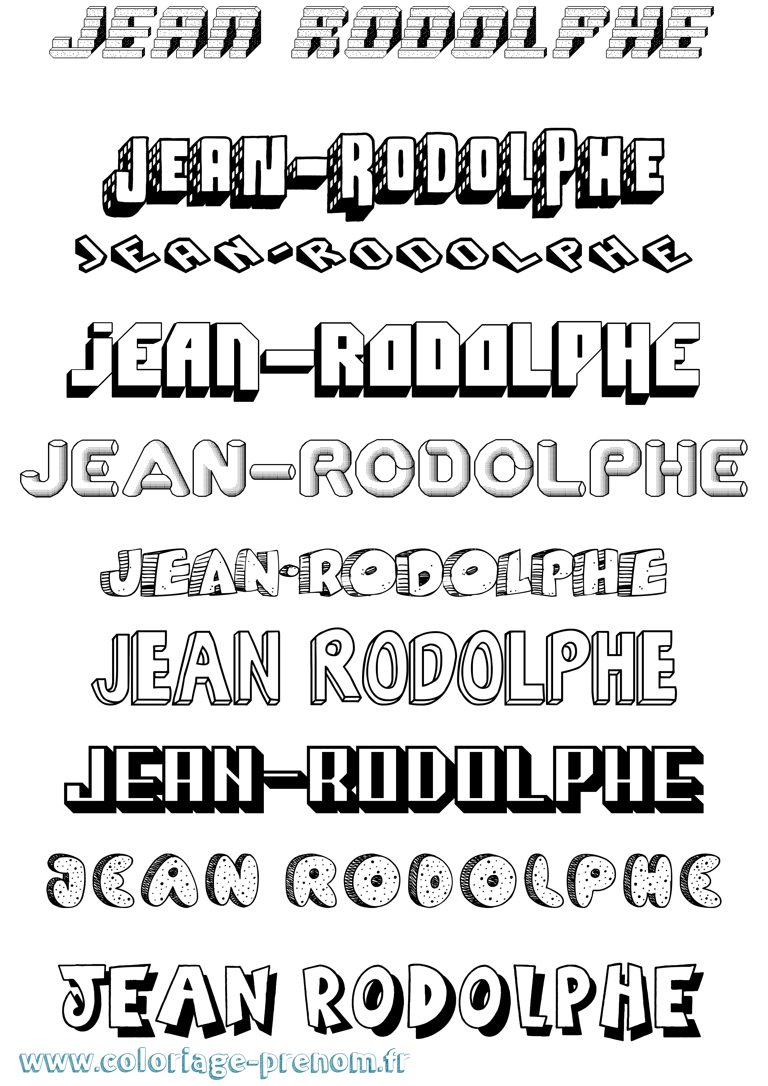 Coloriage Jean-Rodolphe Effet 3D Coloriage prénom Jean-Rodolphe Effet 3D