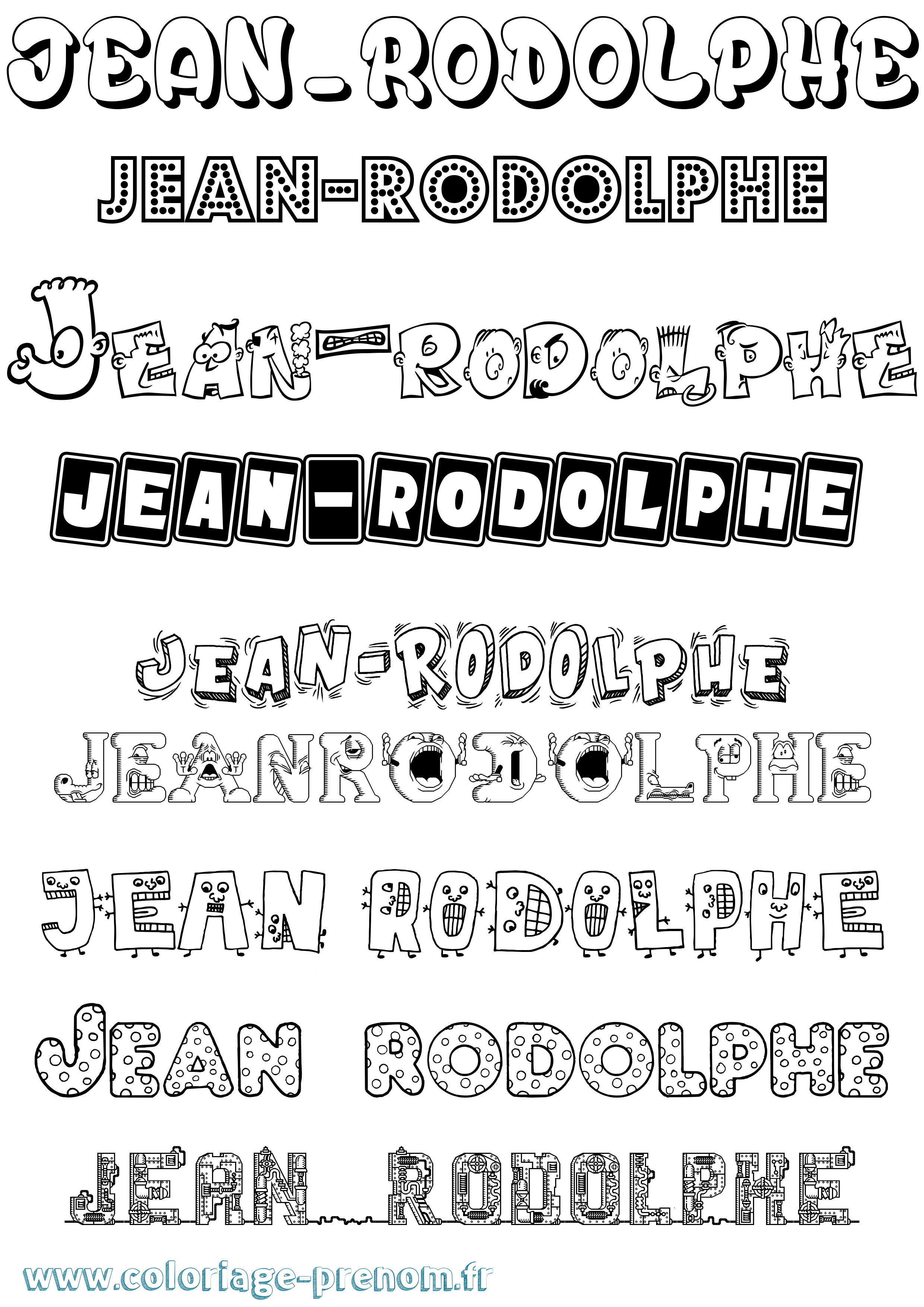 Coloriage Jean-Rodolphe Fun Coloriage prénom Jean-Rodolphe Fun