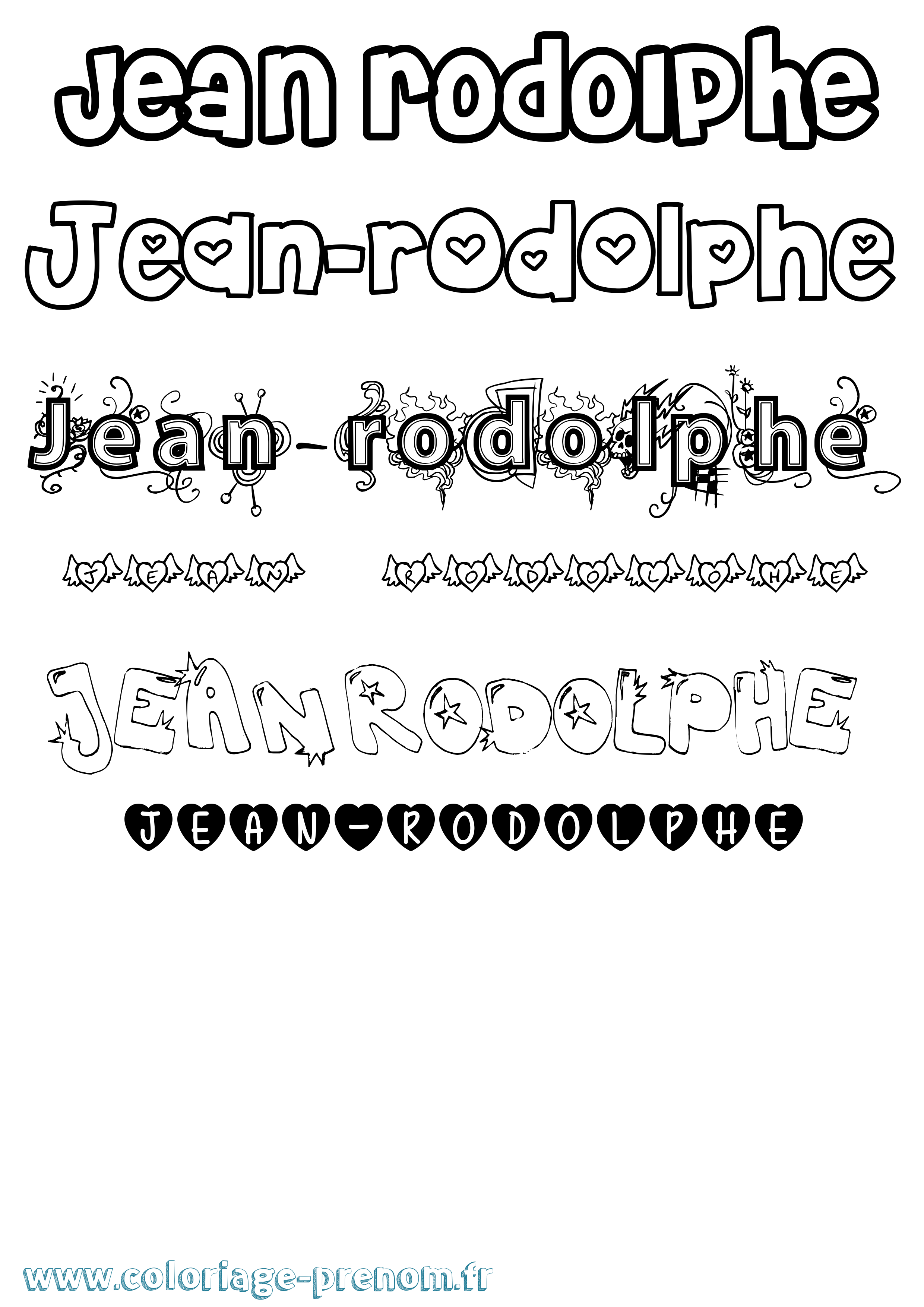 Coloriage Jean-Rodolphe Girly Coloriage prénom Jean-Rodolphe Girly