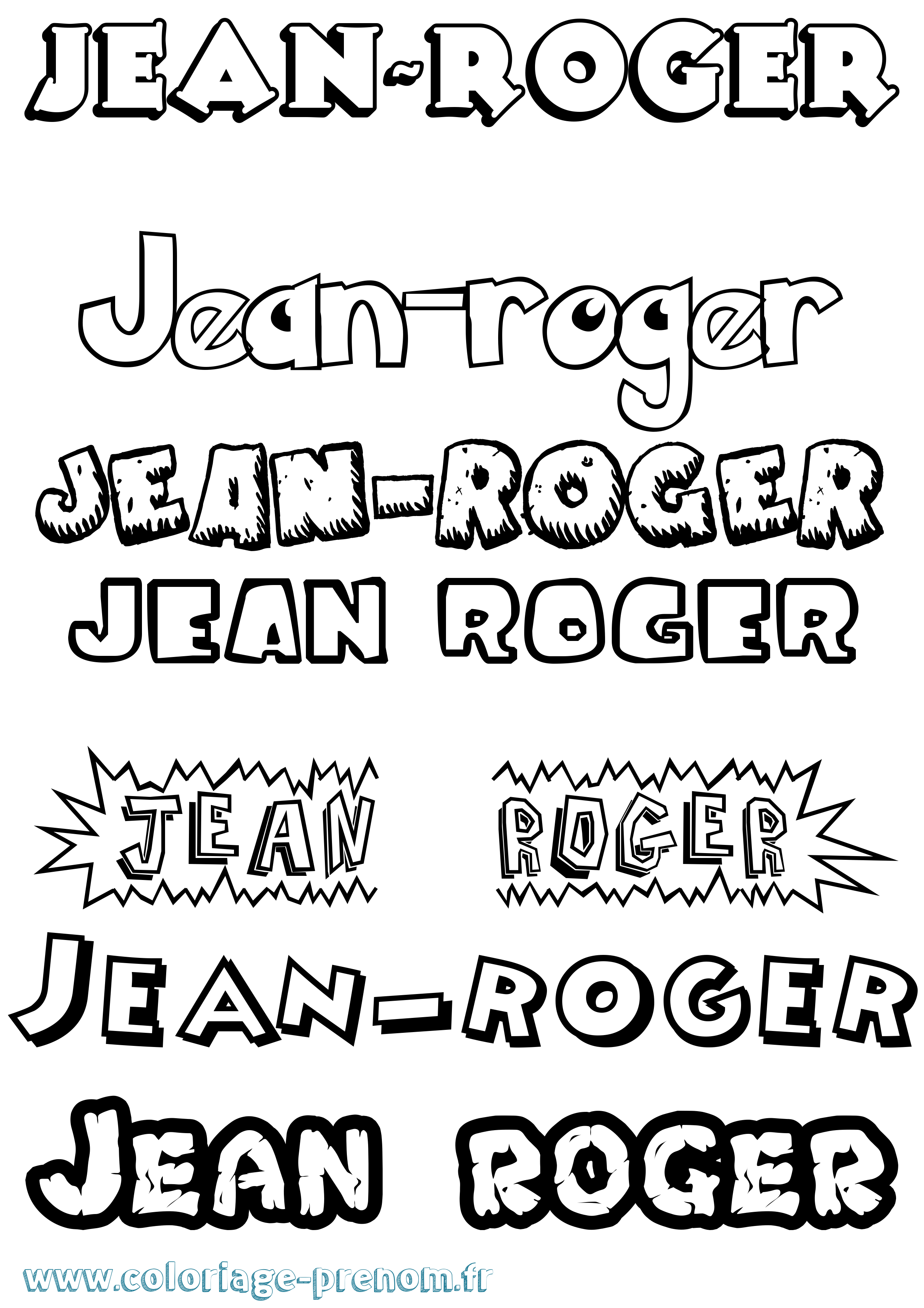 Coloriage Jean-Roger Dessin Animé Coloriage prénom Jean-Roger Dessin Animé