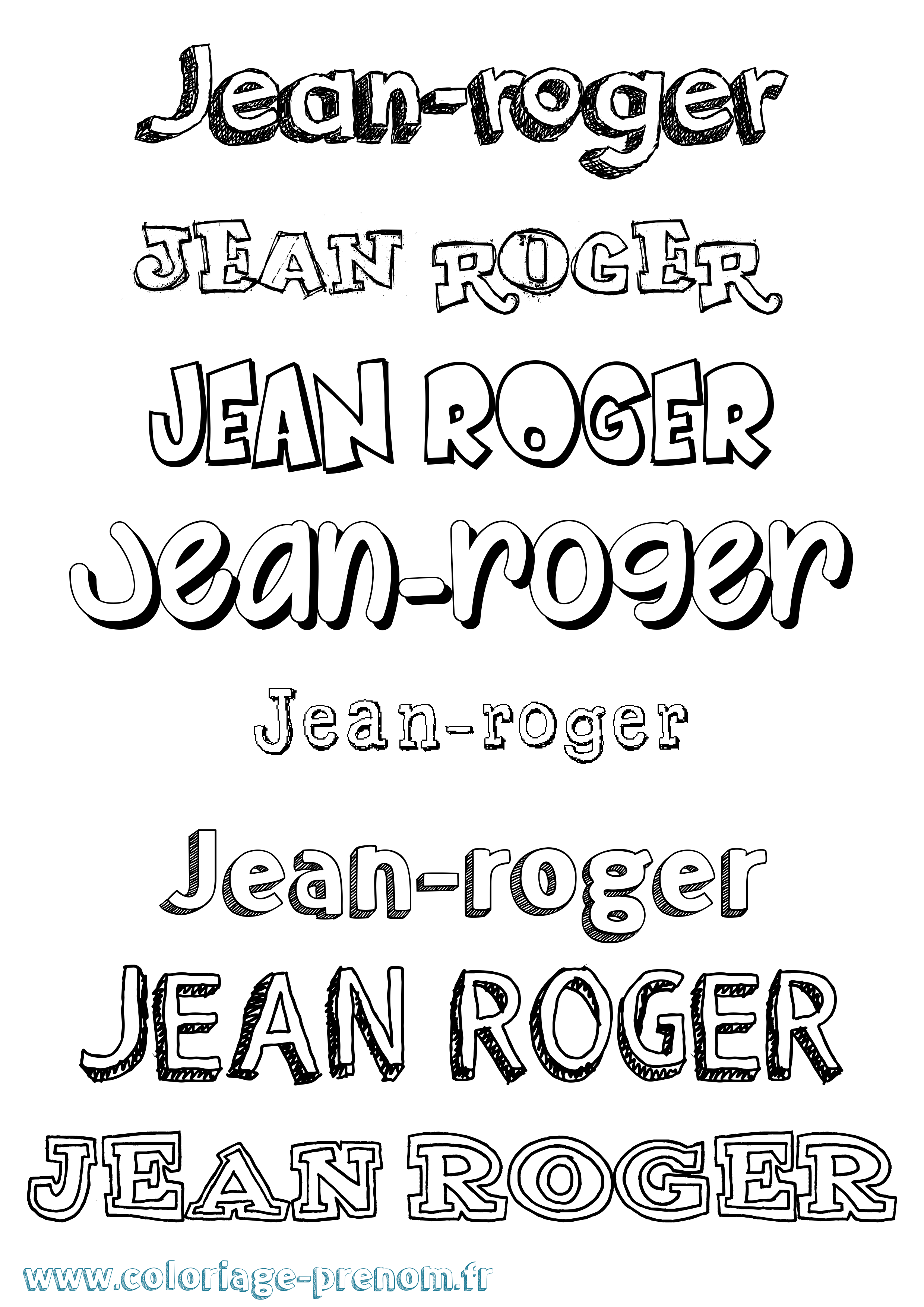Coloriage Jean-Roger Dessiné Coloriage prénom Jean-Roger Dessiné