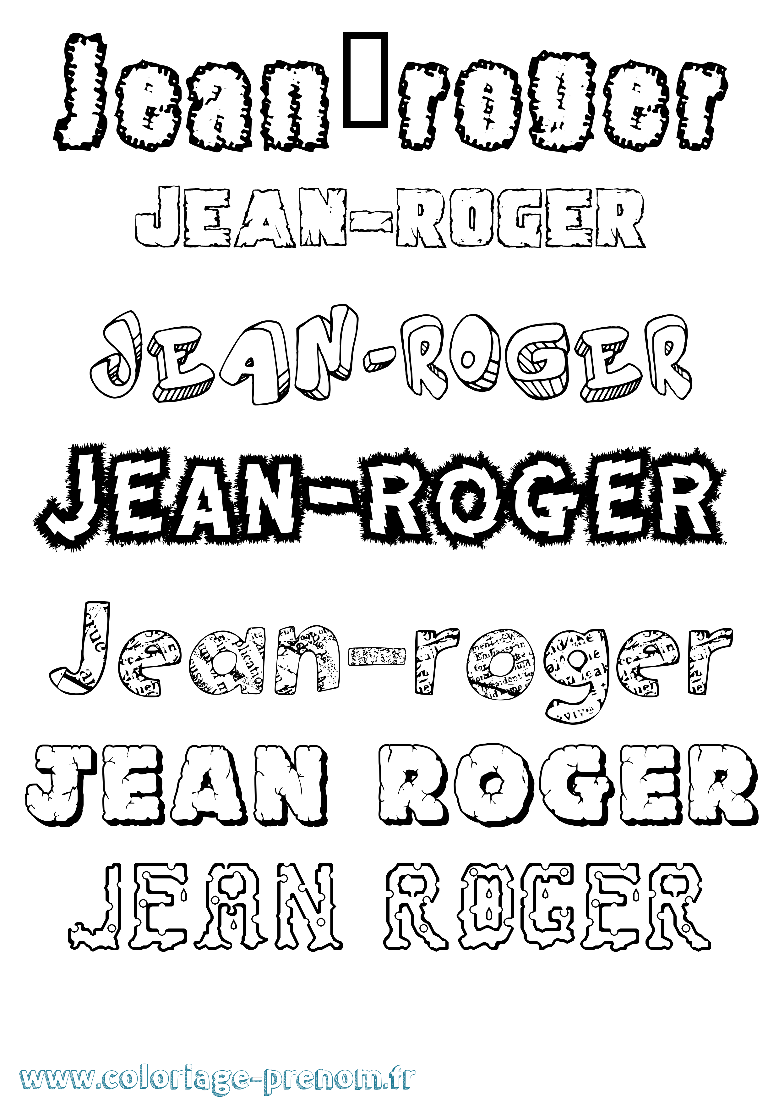 Coloriage Jean-Roger Destructuré Coloriage prénom Jean-Roger Destructuré