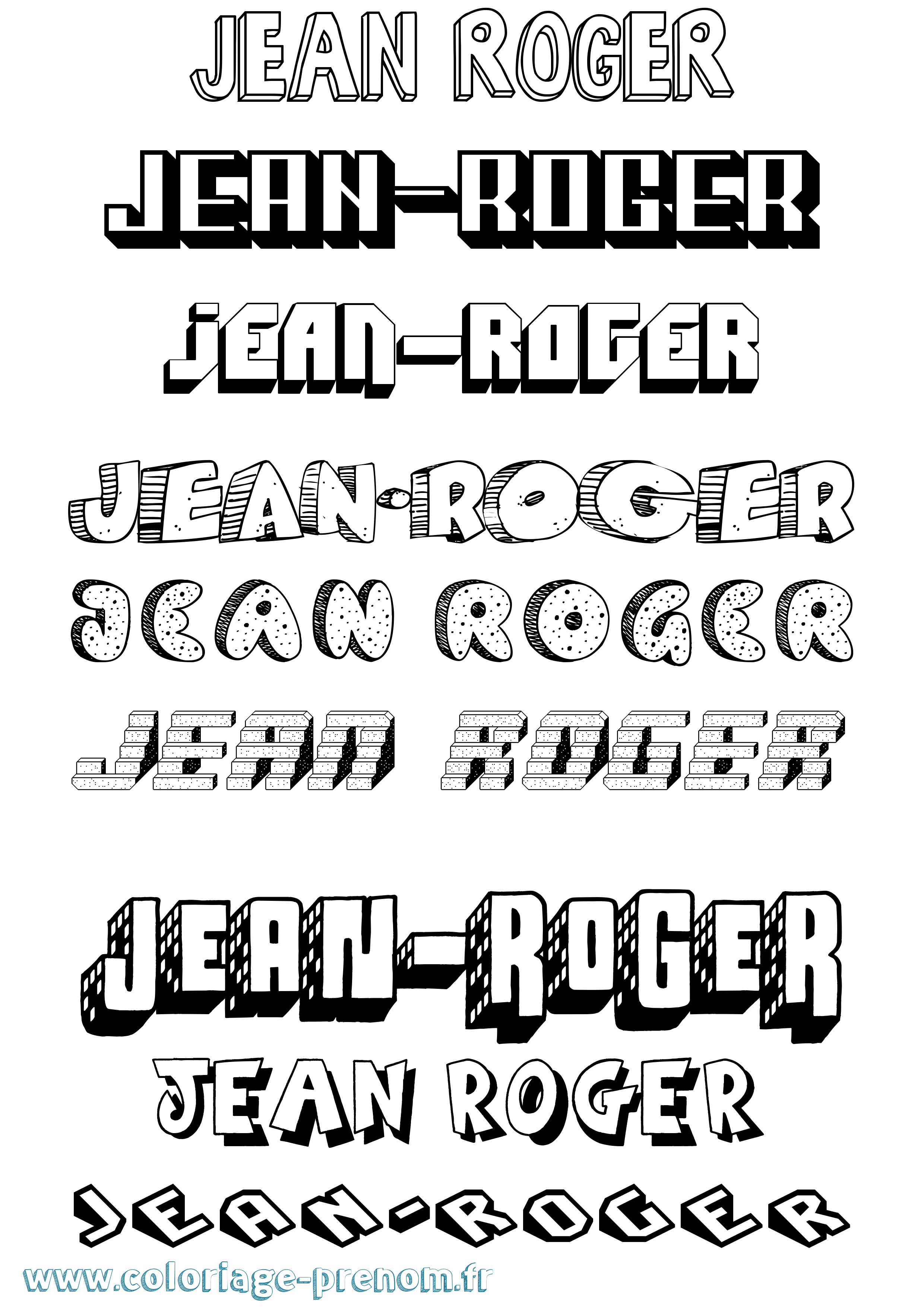 Coloriage Jean-Roger Effet 3D Coloriage prénom Jean-Roger Effet 3D