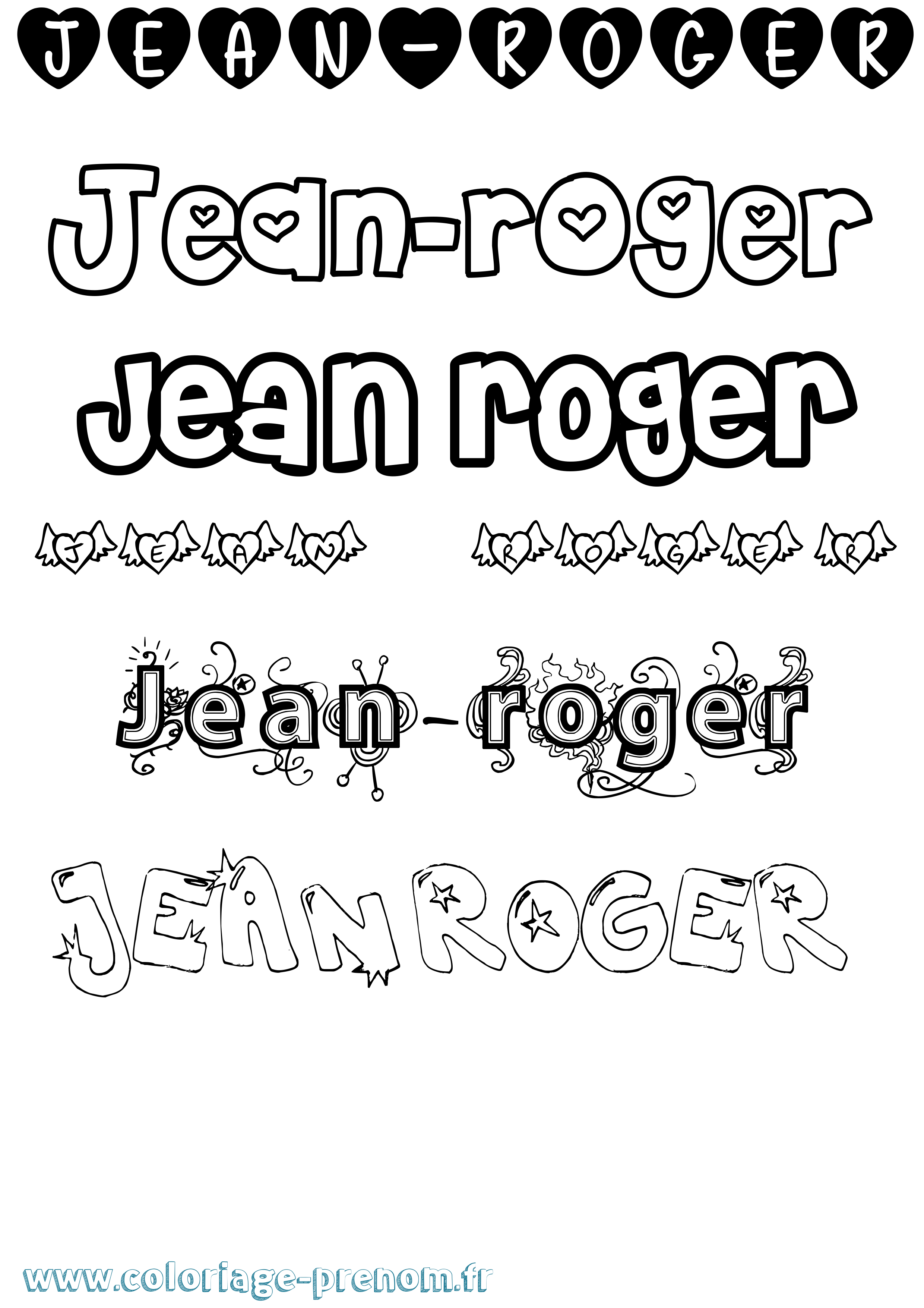 Coloriage Jean-Roger Girly Coloriage prénom Jean-Roger Girly