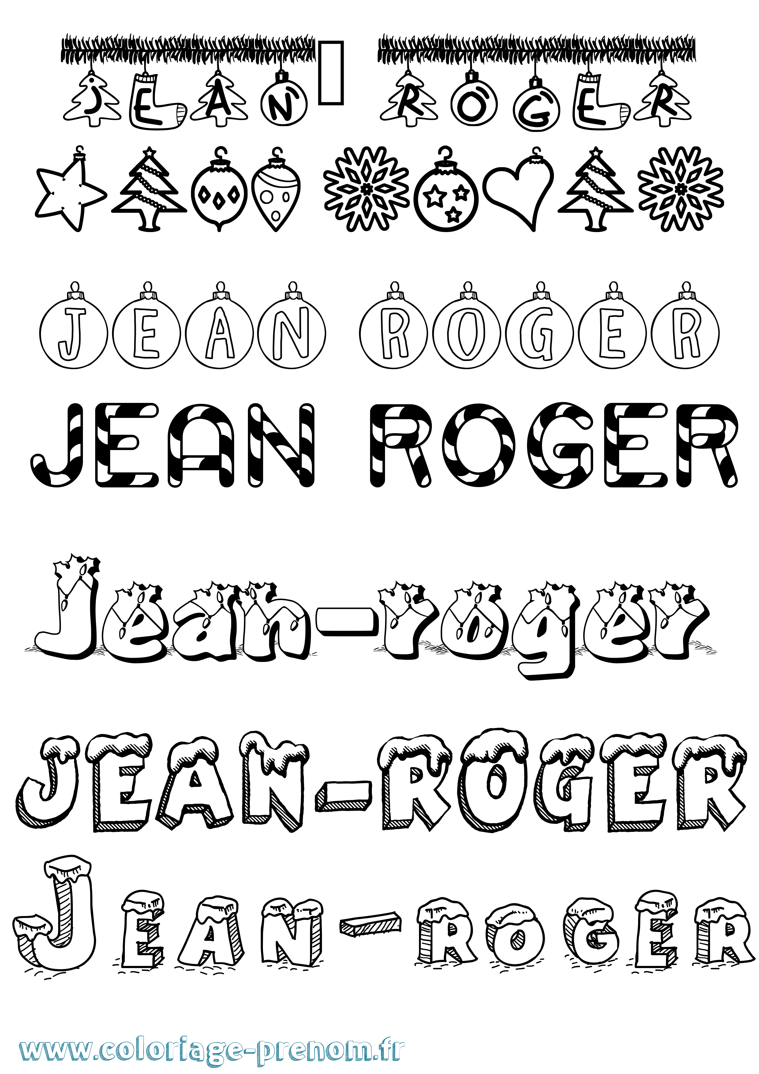 Coloriage Jean-Roger Noël Coloriage prénom Jean-Roger Noël