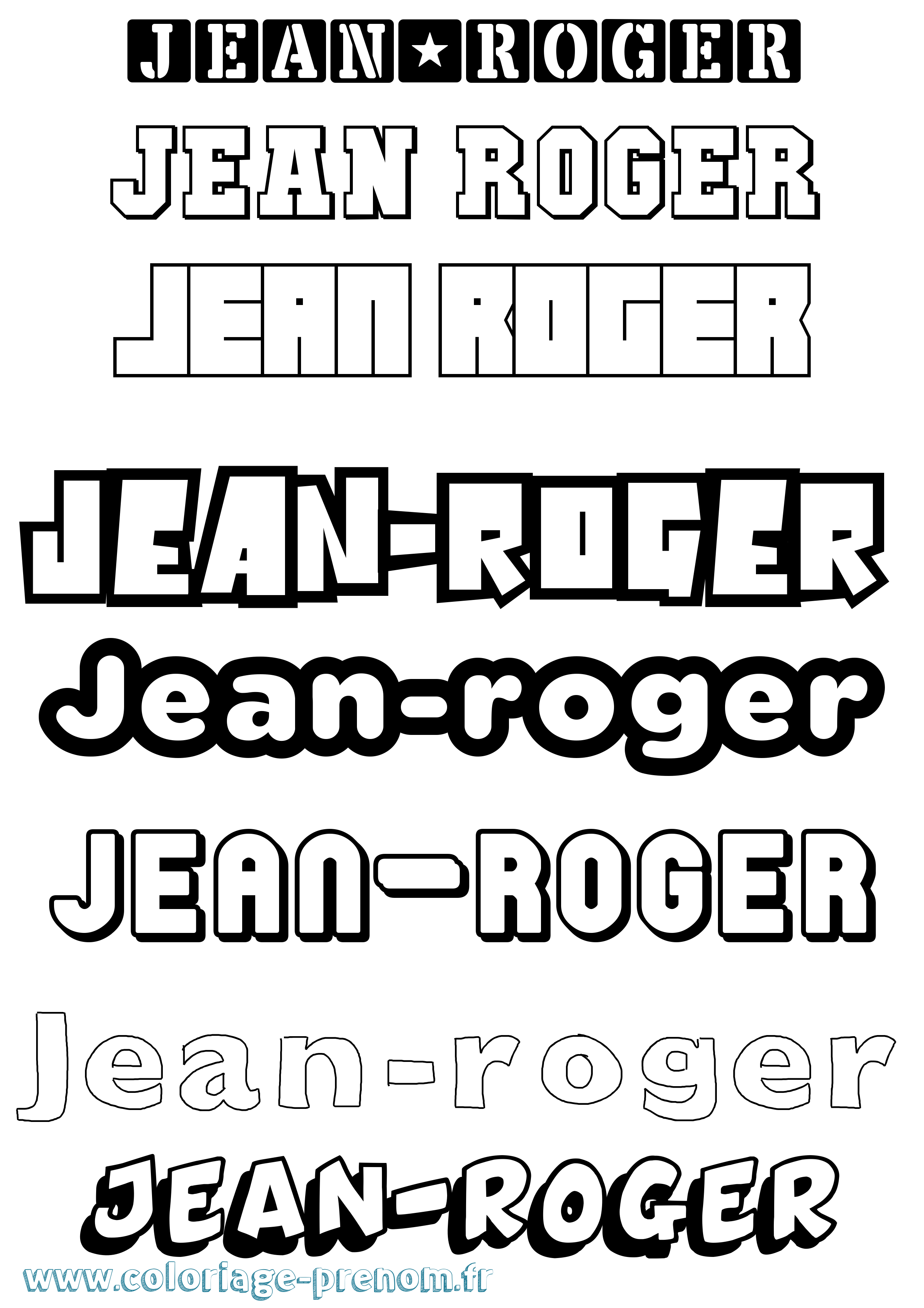 Coloriage Jean-Roger Simple Coloriage prénom Jean-Roger Simple
